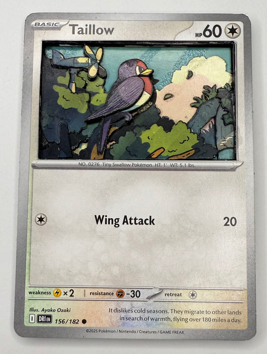Handmade 3D Taillow Trading Card, Altered Trading Card for Nostalgic Gift, Gift for Pokémon Lovers