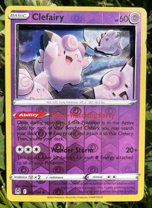 Handmade 3D Holofoil Clefairy Trading Card, Altered Trading Card for Nostalgic Gift