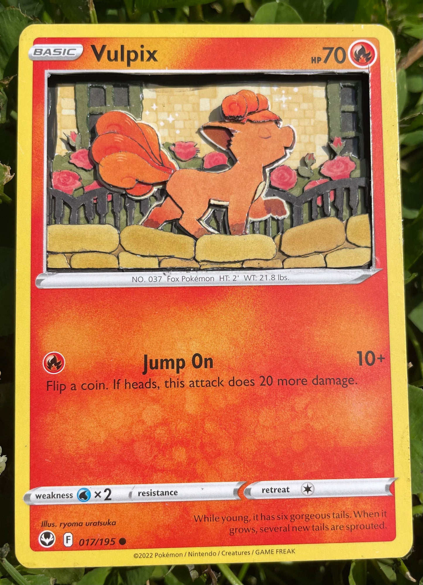 Handmade 3D Vulpix Trading Card, Altered Trading Card for Nostalgic Gift, Gift for Pokémon Lovers