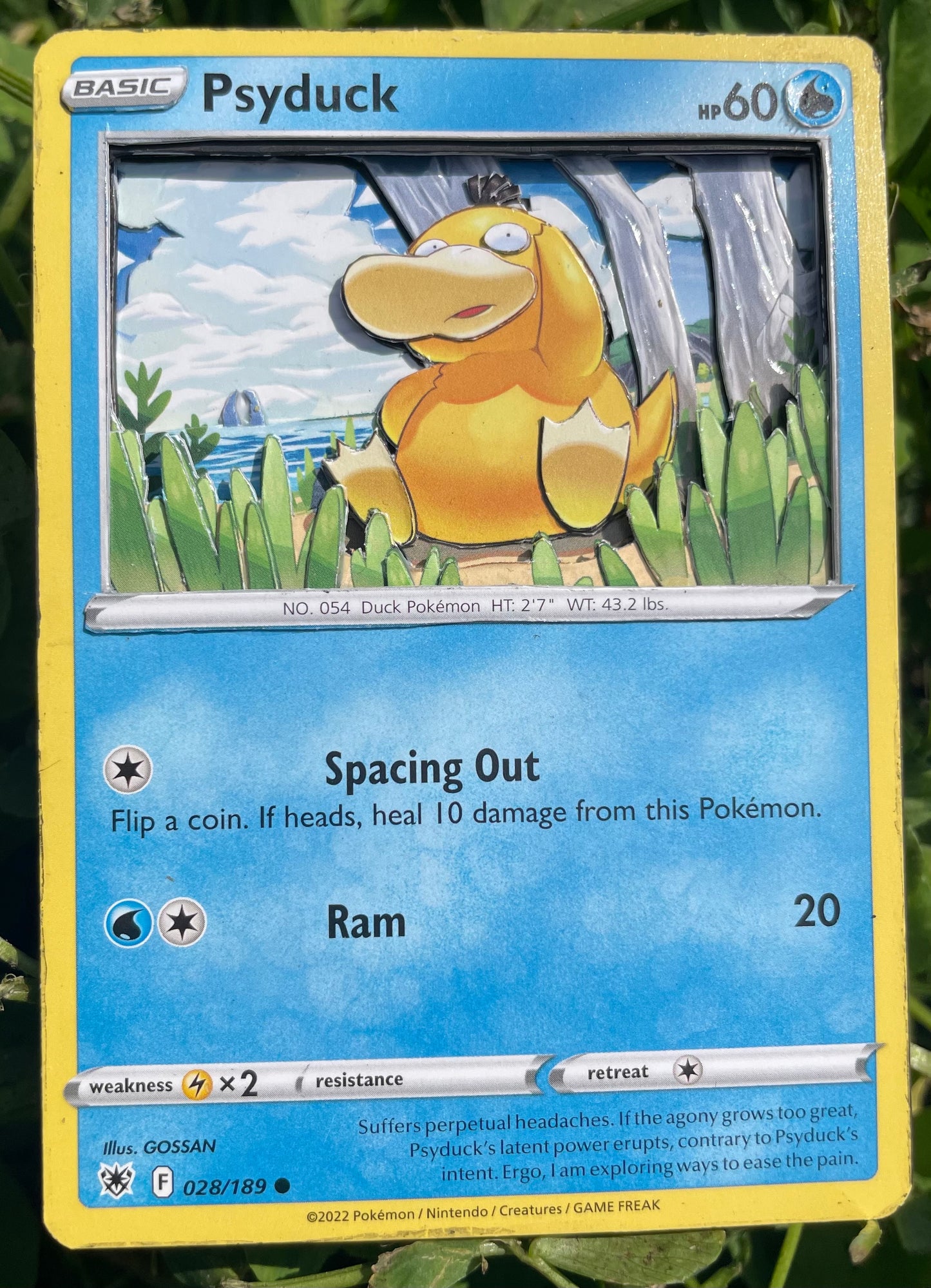 Handmade 3D Psyduck Trading Card, Altered Trading Card for Nostalgic Gift, Gift for Pokémon Lovers
