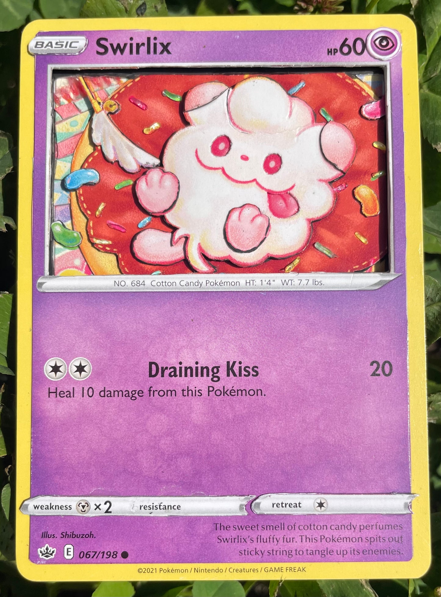 Handmade 3D Swirlix Trading Card, Altered Trading Card for Nostalgic Gift, Gift for Pokémon Lovers