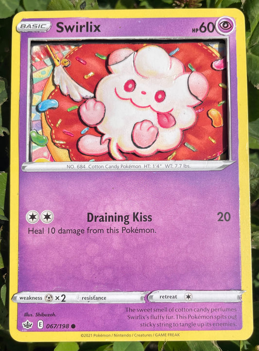 Handmade 3D Swirlix Trading Card, Altered Trading Card for Nostalgic Gift, Gift for Pokémon Lovers