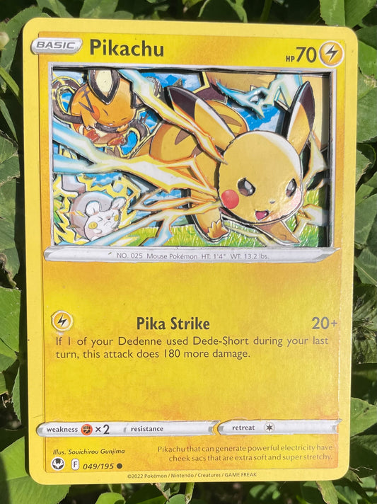 Handmade 3D Pikachu Trading Card, Altered Trading Card for Nostalgic Gift, Gift for Pokémon Lovers