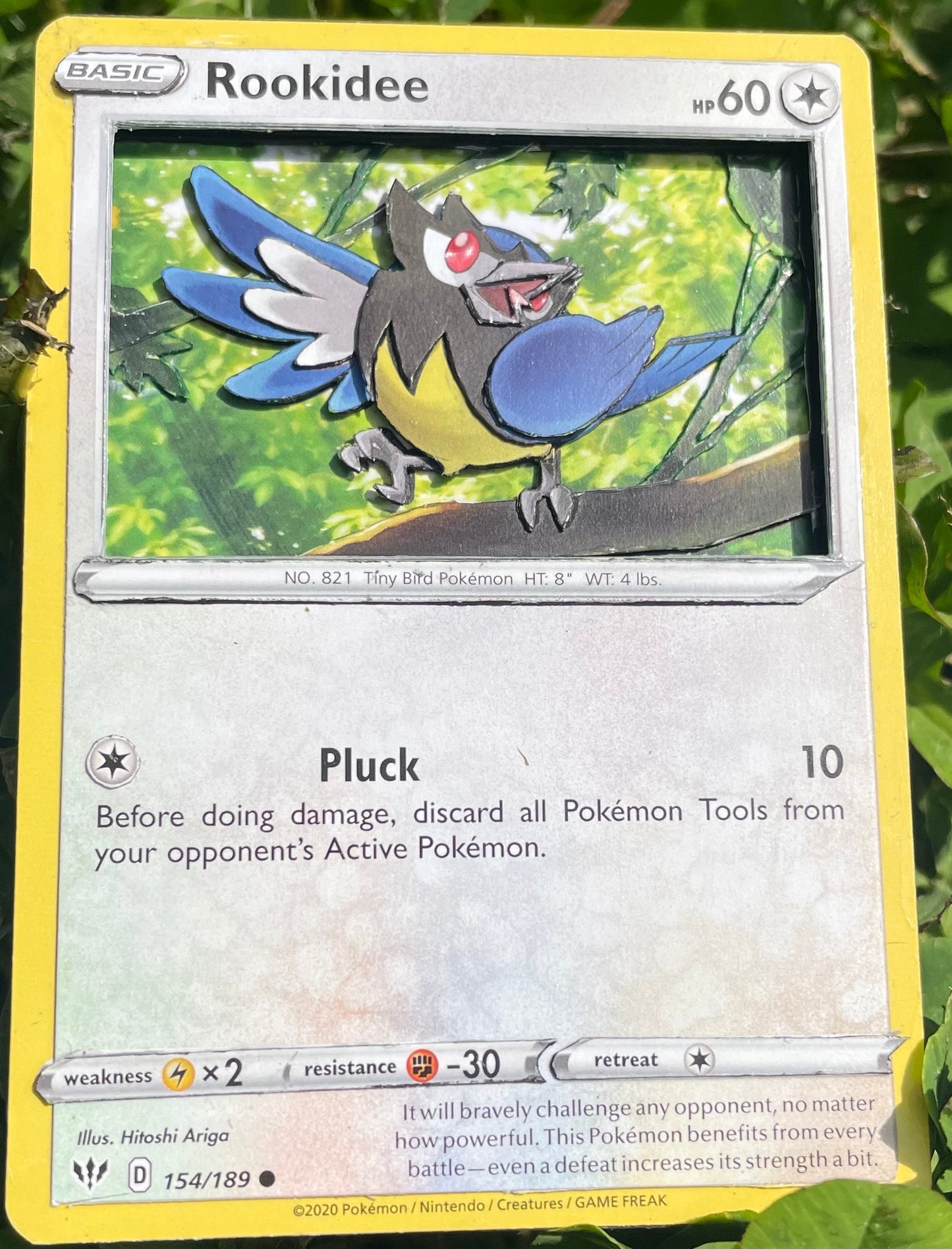 Handmade 3D Rookidee Trading Card, Altered Trading Card for Nostalgic Gift, Gift for Pokémon Lovers