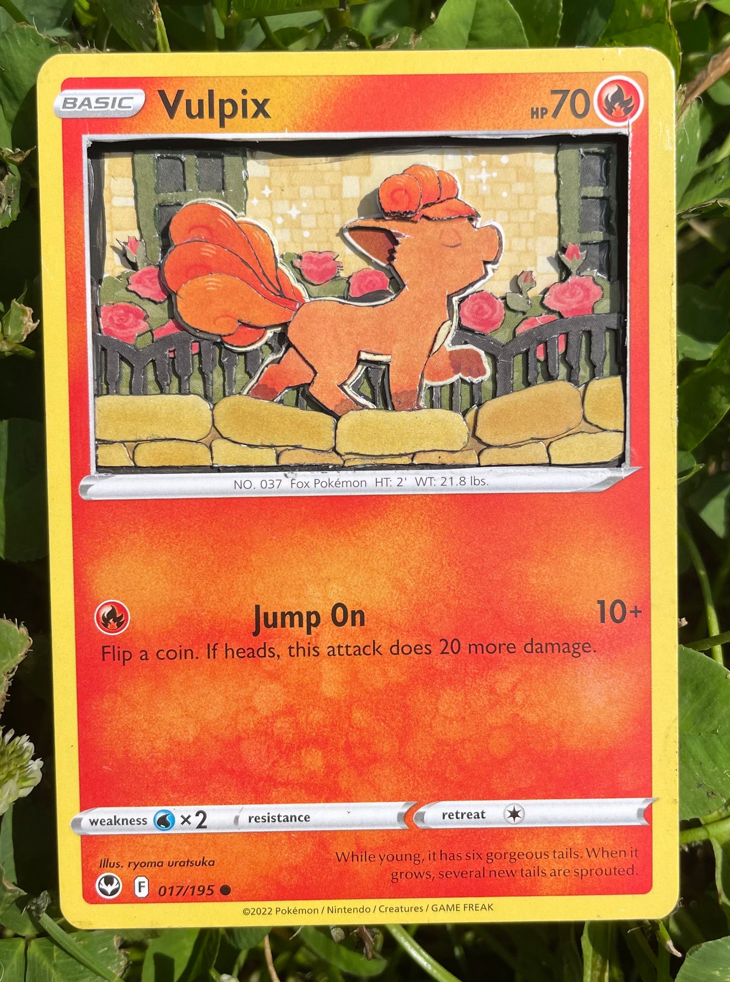 Handmade 3D Vulpix Trading Card, Altered Trading Card for Nostalgic Gift, Gift for Pokémon Lovers