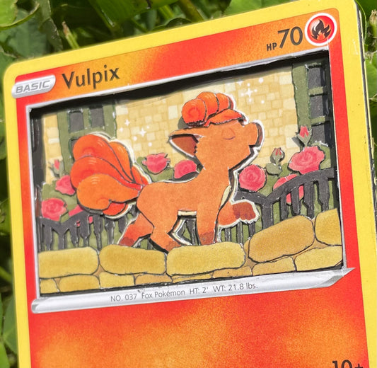 Handmade 3D Vulpix Trading Card, Altered Trading Card for Nostalgic Gift, Gift for Pokémon Lovers