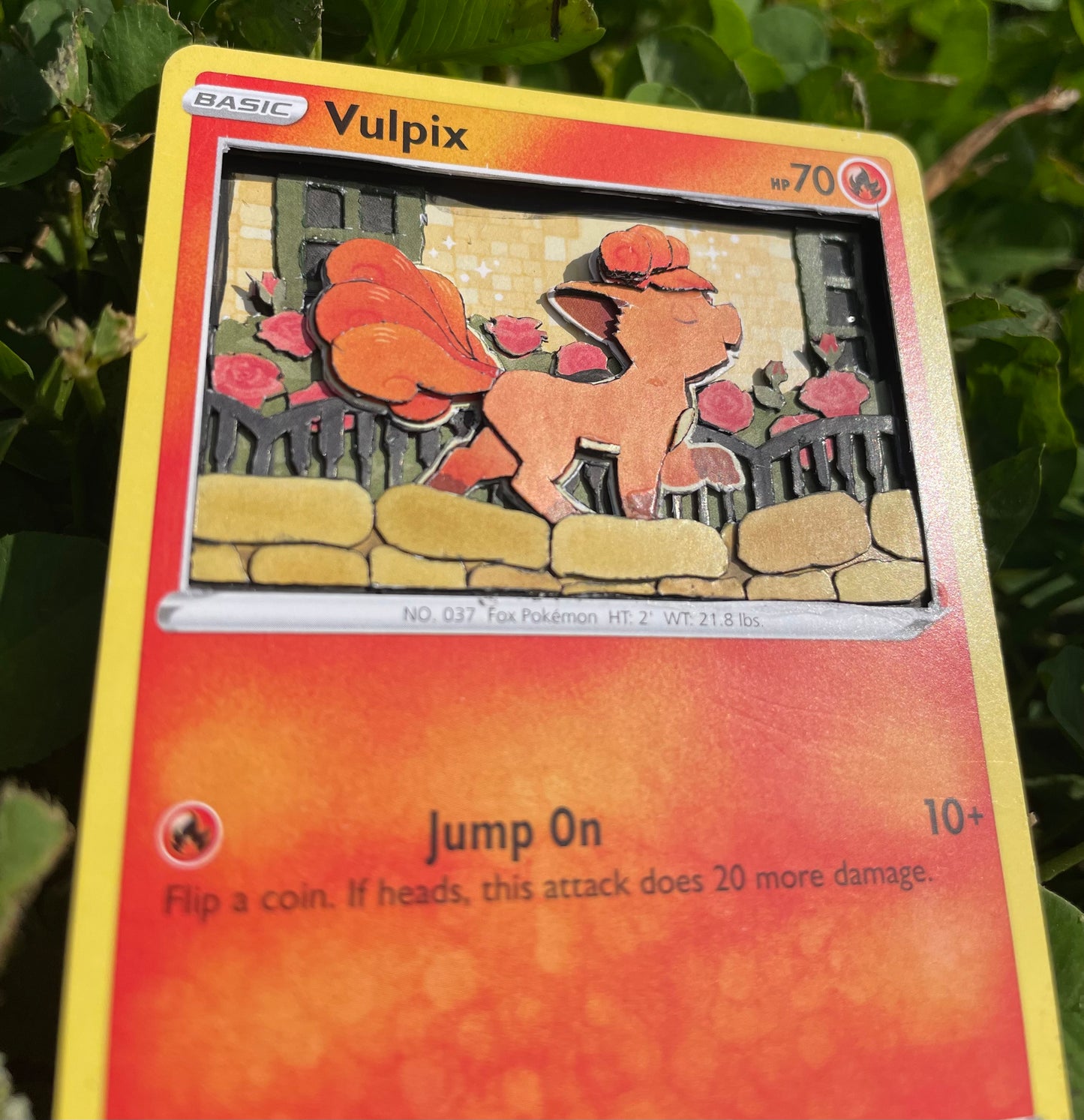 Handmade 3D Vulpix Trading Card, Altered Trading Card for Nostalgic Gift, Gift for Pokémon Lovers