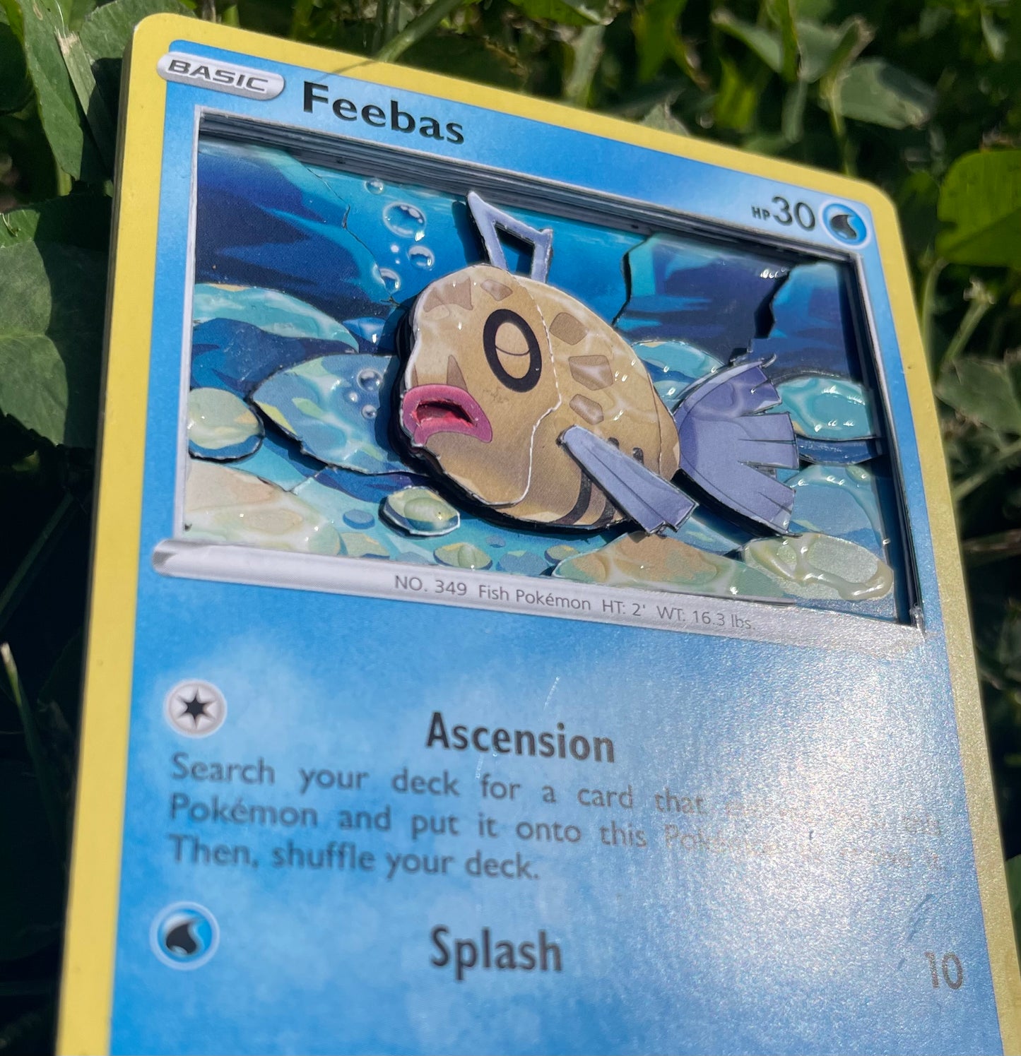 Handmade 3D Feebas Trading Card, Altered Trading Card for Nostalgic Gift, Gift for Pokémon Lovers