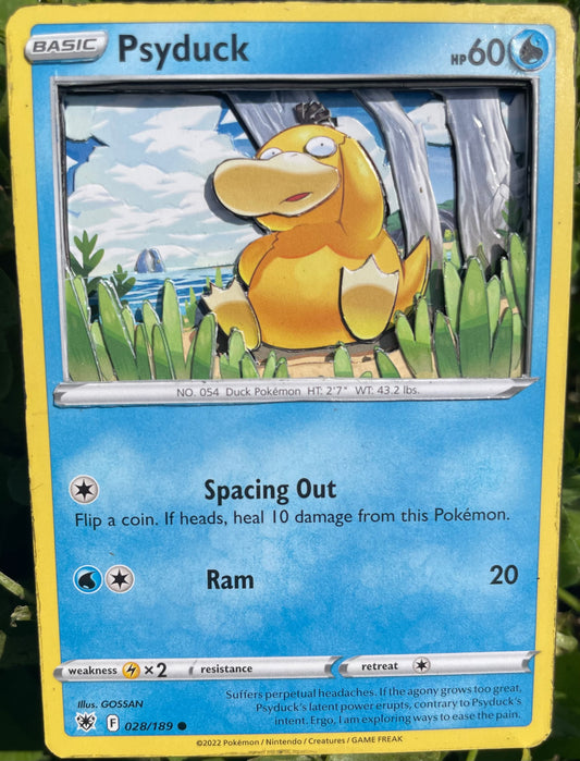 Handmade 3D Psyduck Trading Card, Altered Trading Card for Nostalgic Gift, Gift for Pokémon Lovers