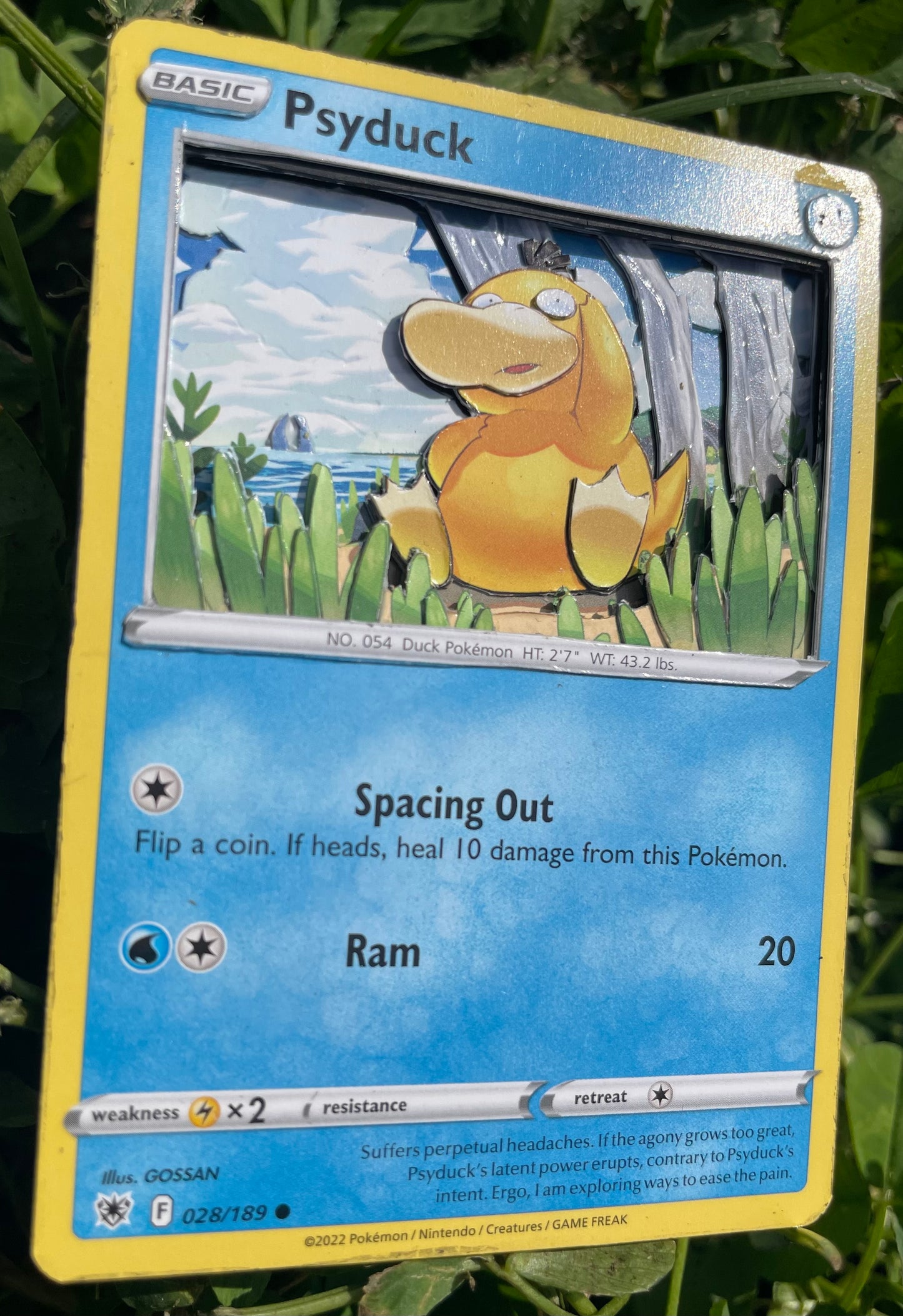 Handmade 3D Psyduck Trading Card, Altered Trading Card for Nostalgic Gift, Gift for Pokémon Lovers