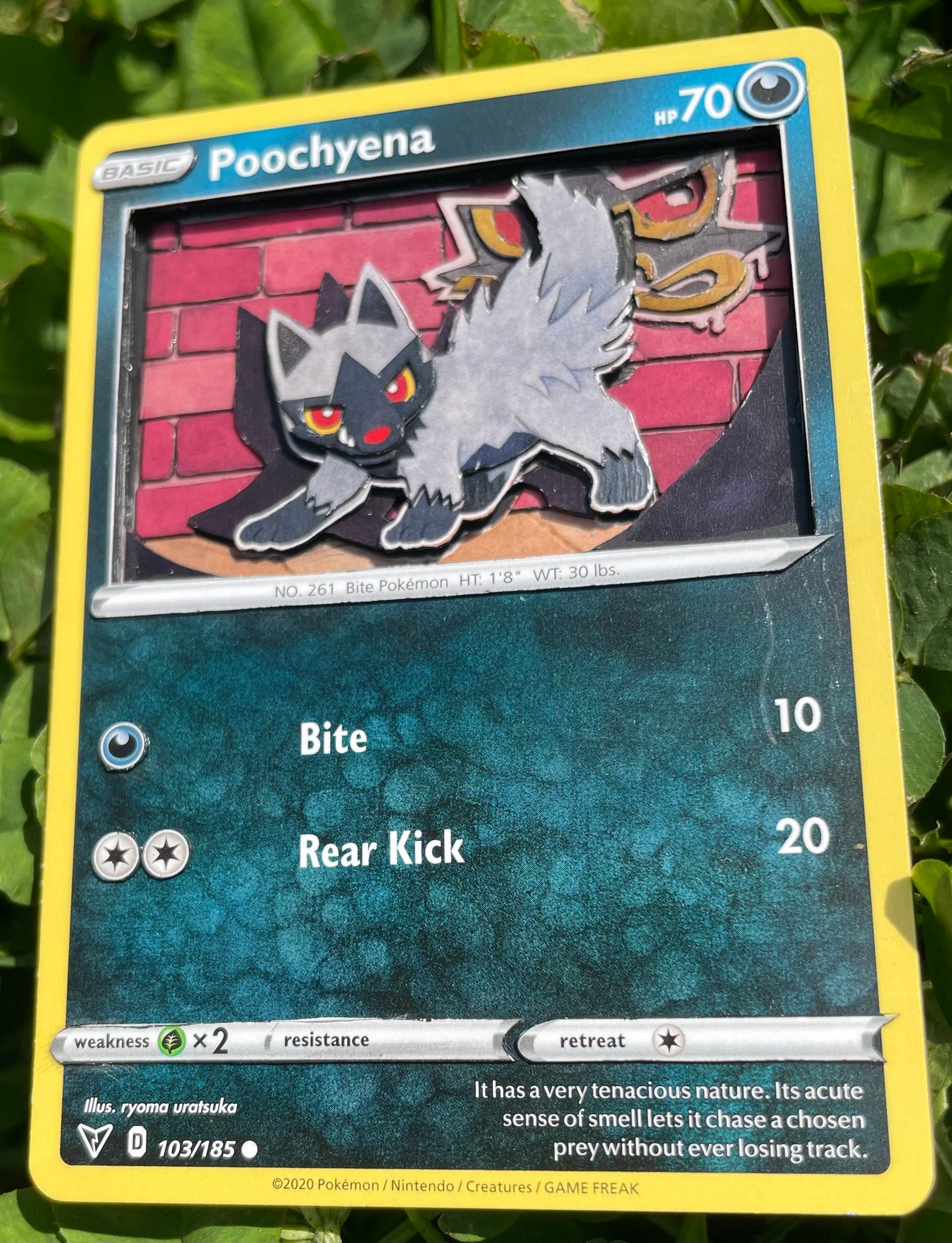 Handmade 3D Poocheyna Trading Card, Altered Trading Card for Nostalgic Gift, Gift for Pokémon Lovers