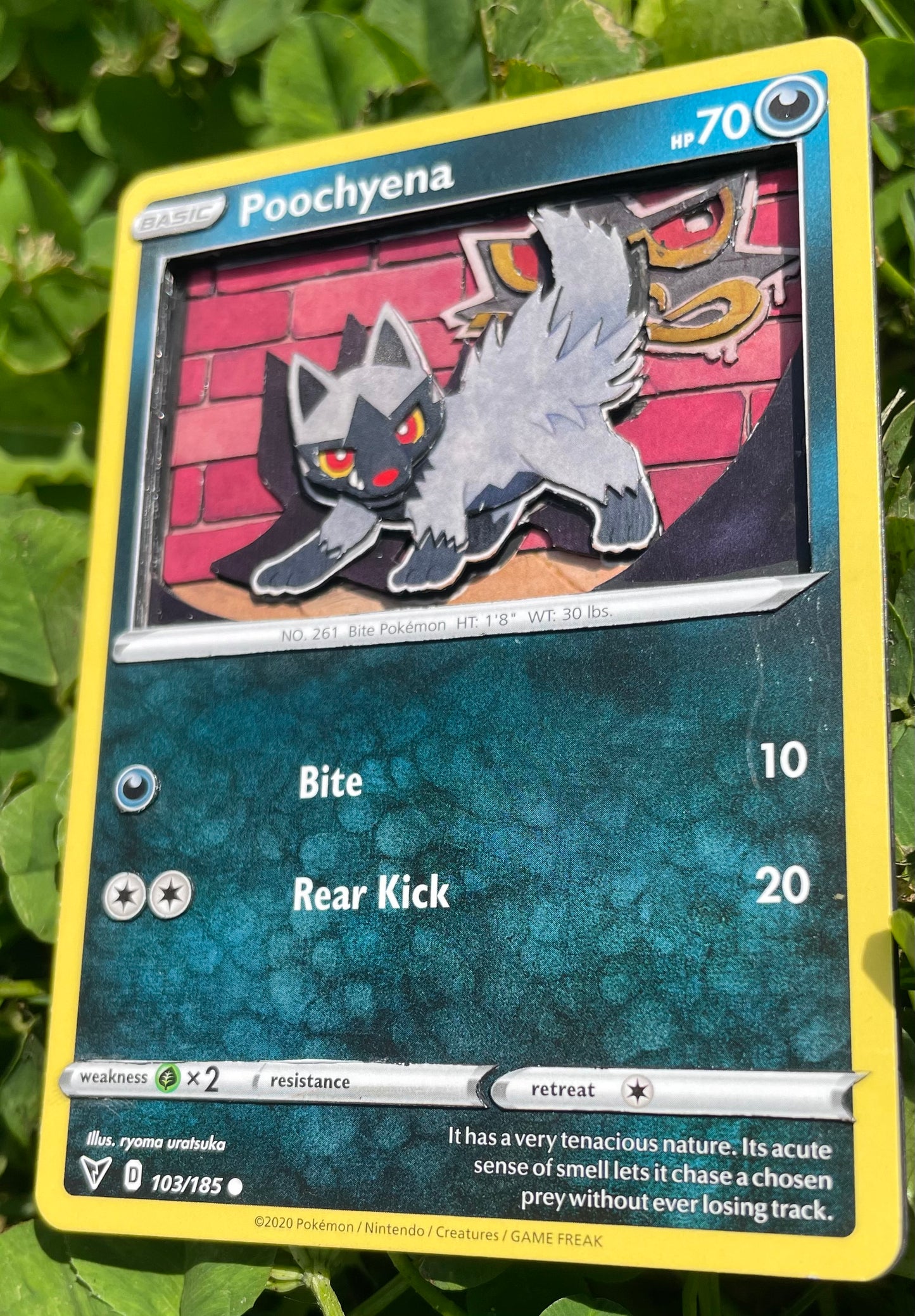 Handmade 3D Poocheyna Trading Card, Altered Trading Card for Nostalgic Gift, Gift for Pokémon Lovers