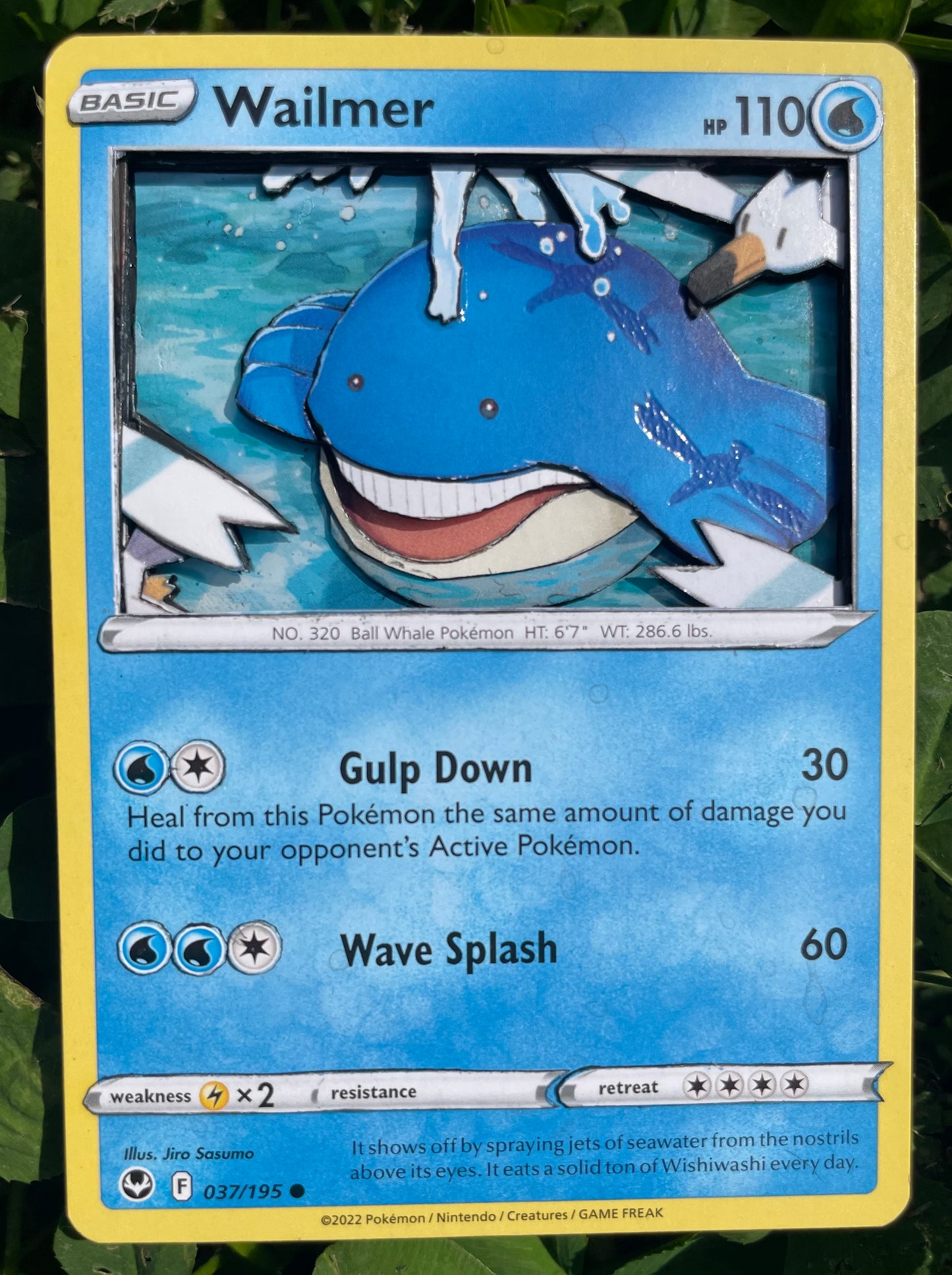 Handmade 3D Wailmer Trading Card, Altered Trading Card for Nostalgic Gift, Gift for Pokémon Lovers