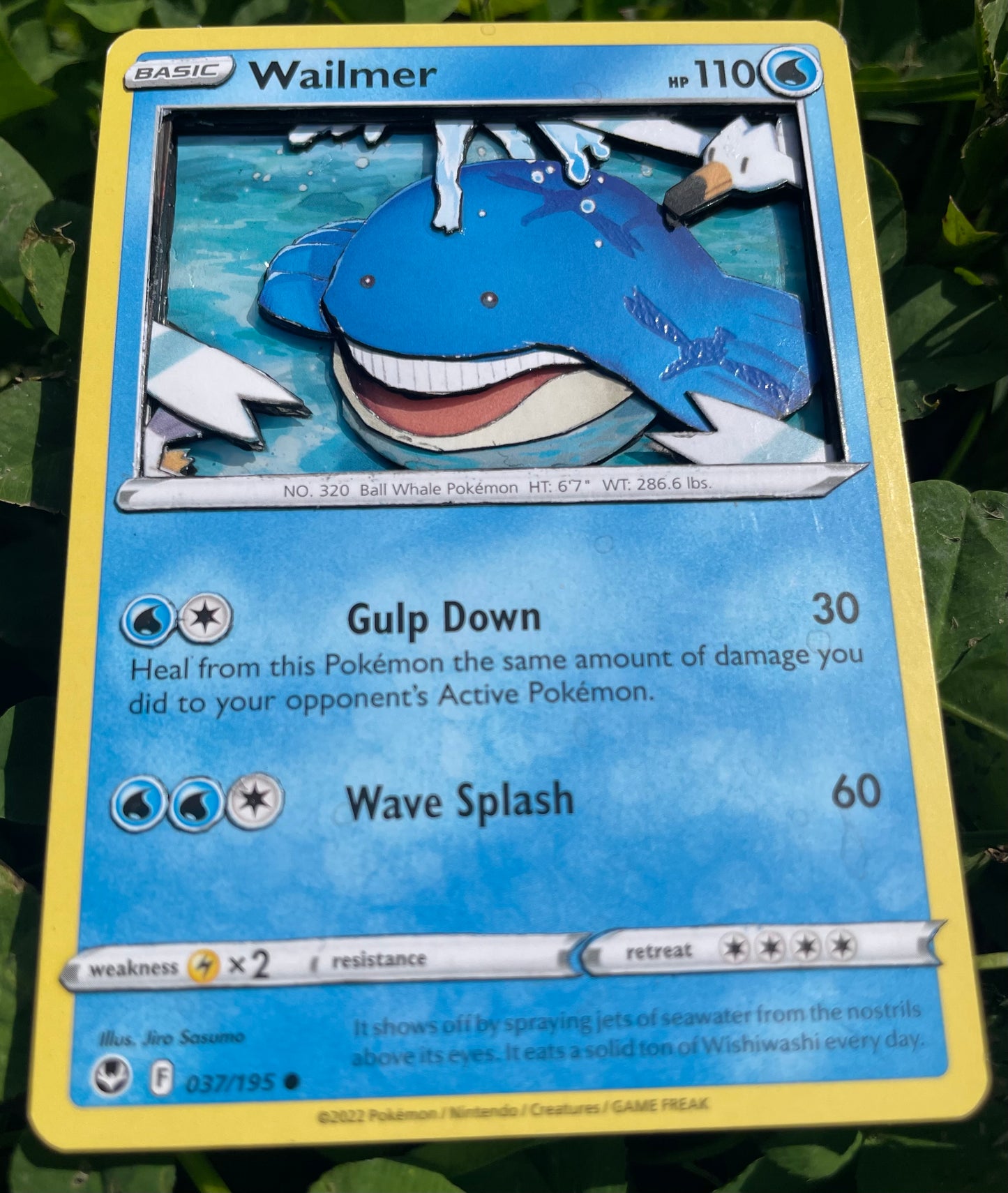 Handmade 3D Wailmer Trading Card, Altered Trading Card for Nostalgic Gift, Gift for Pokémon Lovers