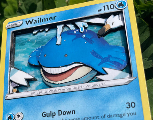 Handmade 3D Wailmer Trading Card, Altered Trading Card for Nostalgic Gift, Gift for Pokémon Lovers
