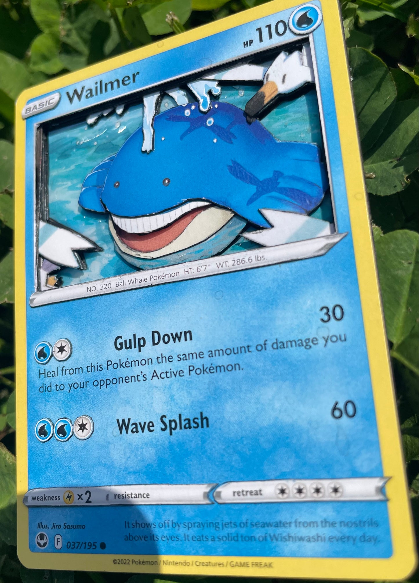 Handmade 3D Wailmer Trading Card, Altered Trading Card for Nostalgic Gift, Gift for Pokémon Lovers