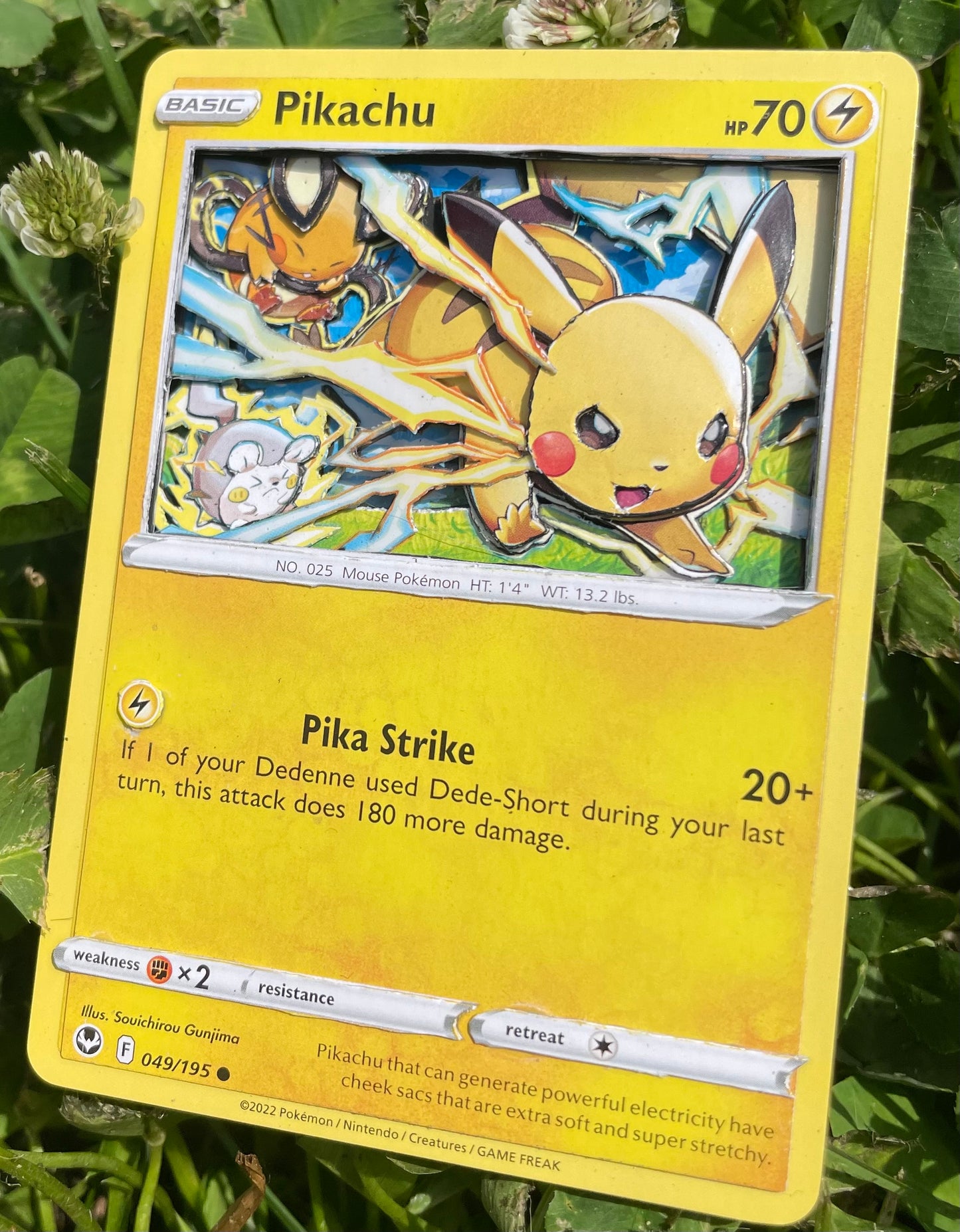 Handmade 3D Pikachu Trading Card, Altered Trading Card for Nostalgic Gift, Gift for Pokémon Lovers