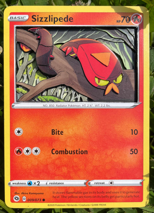 Handmade 3D Sizzlipede Trading Card, Altered Trading Card for Nostalgic Gift, Gift for Pokémon Lovers