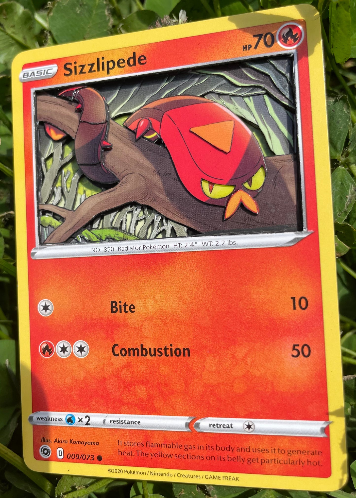 Handmade 3D Sizzlipede Trading Card, Altered Trading Card for Nostalgic Gift, Gift for Pokémon Lovers