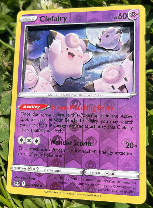 Handmade 3D Holofoil Clefairy Trading Card, Altered Trading Card for Nostalgic Gift