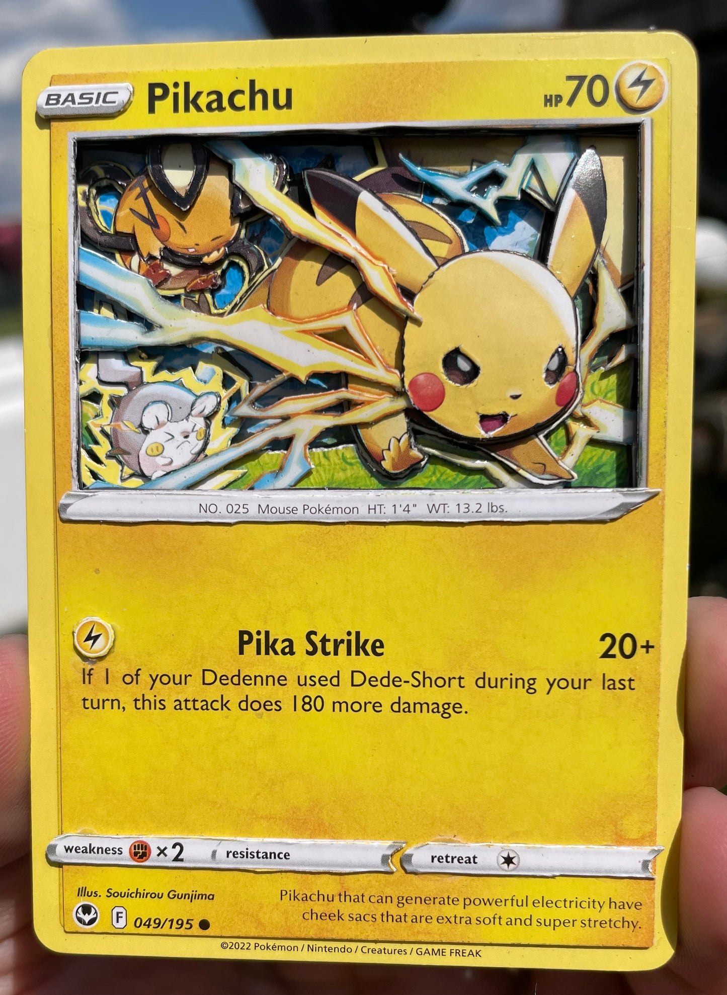 Handmade 3D Pikachu Trading Card, Altered Trading Card for Nostalgic Gift, Gift for Pokémon Lovers
