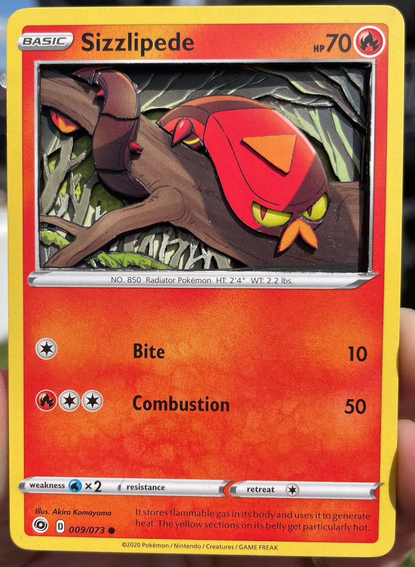 Handmade 3D Sizzlipede Trading Card, Altered Trading Card for Nostalgic Gift, Gift for Pokémon Lovers