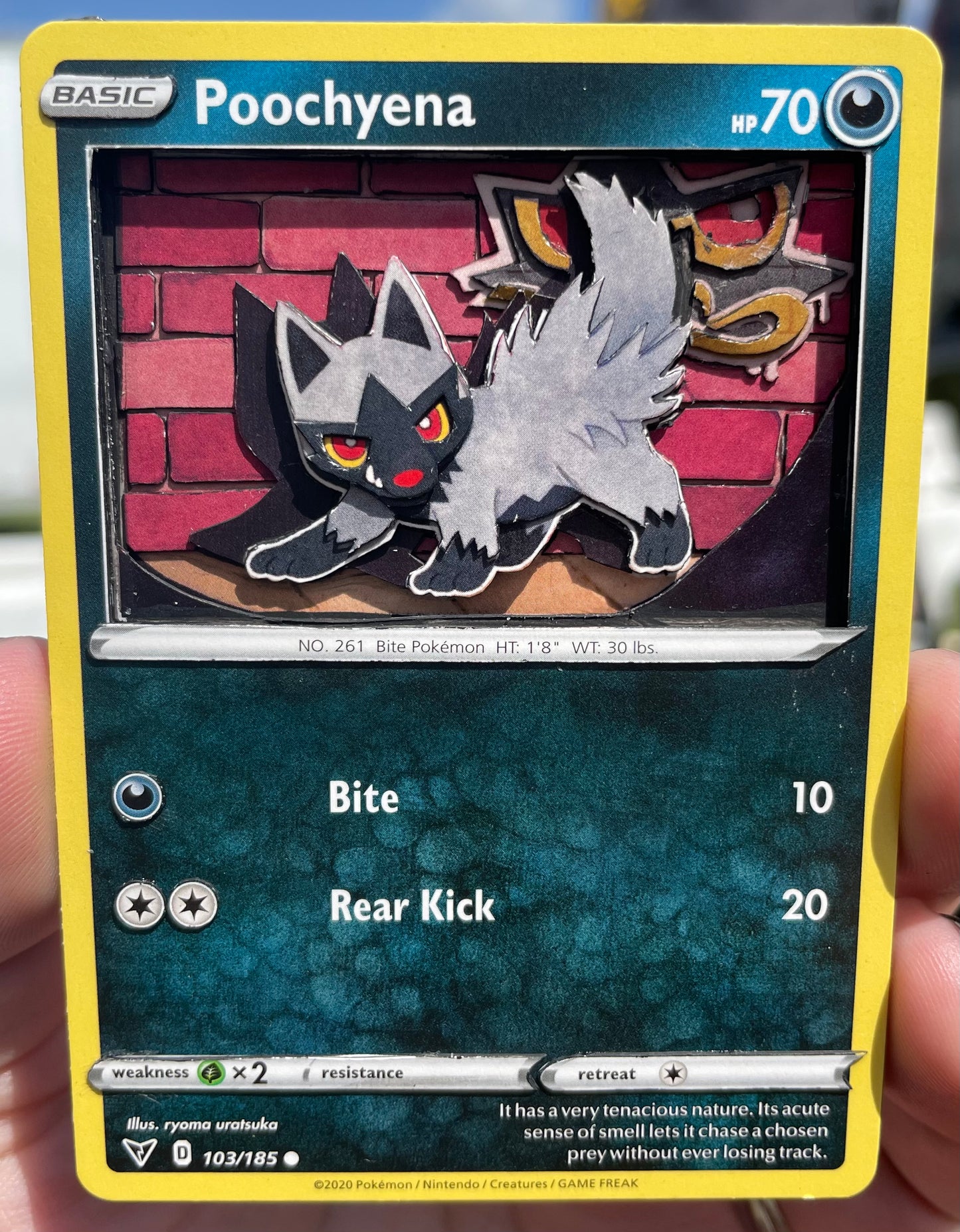 Handmade 3D Poocheyna Trading Card, Altered Trading Card for Nostalgic Gift, Gift for Pokémon Lovers