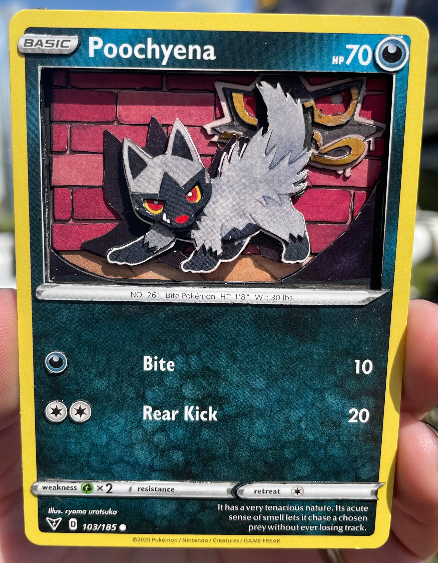 Handmade 3D Poocheyna Trading Card, Altered Trading Card for Nostalgic Gift, Gift for Pokémon Lovers