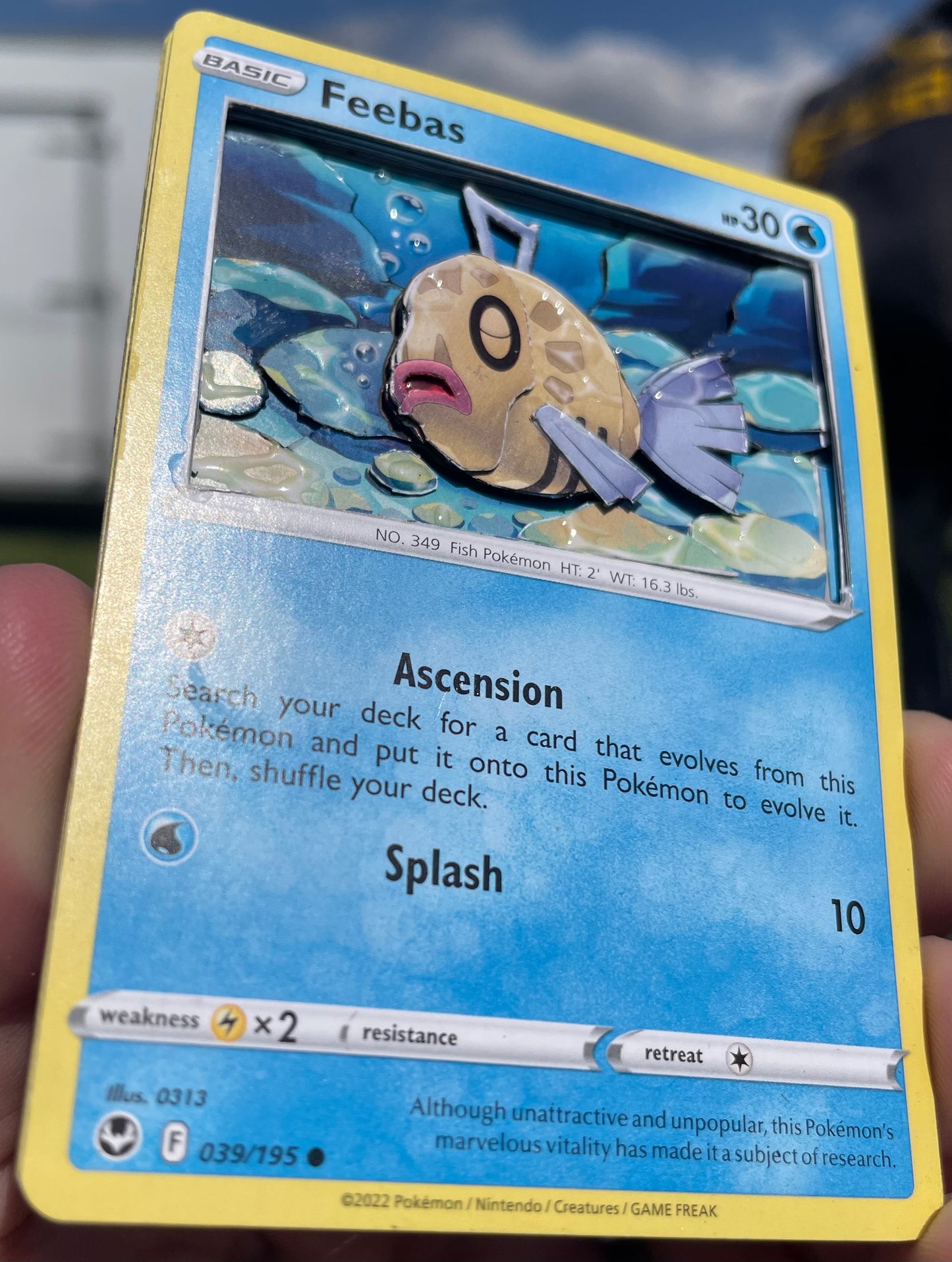Handmade 3D Feebas Trading Card, Altered Trading Card for Nostalgic Gift, Gift for Pokémon Lovers
