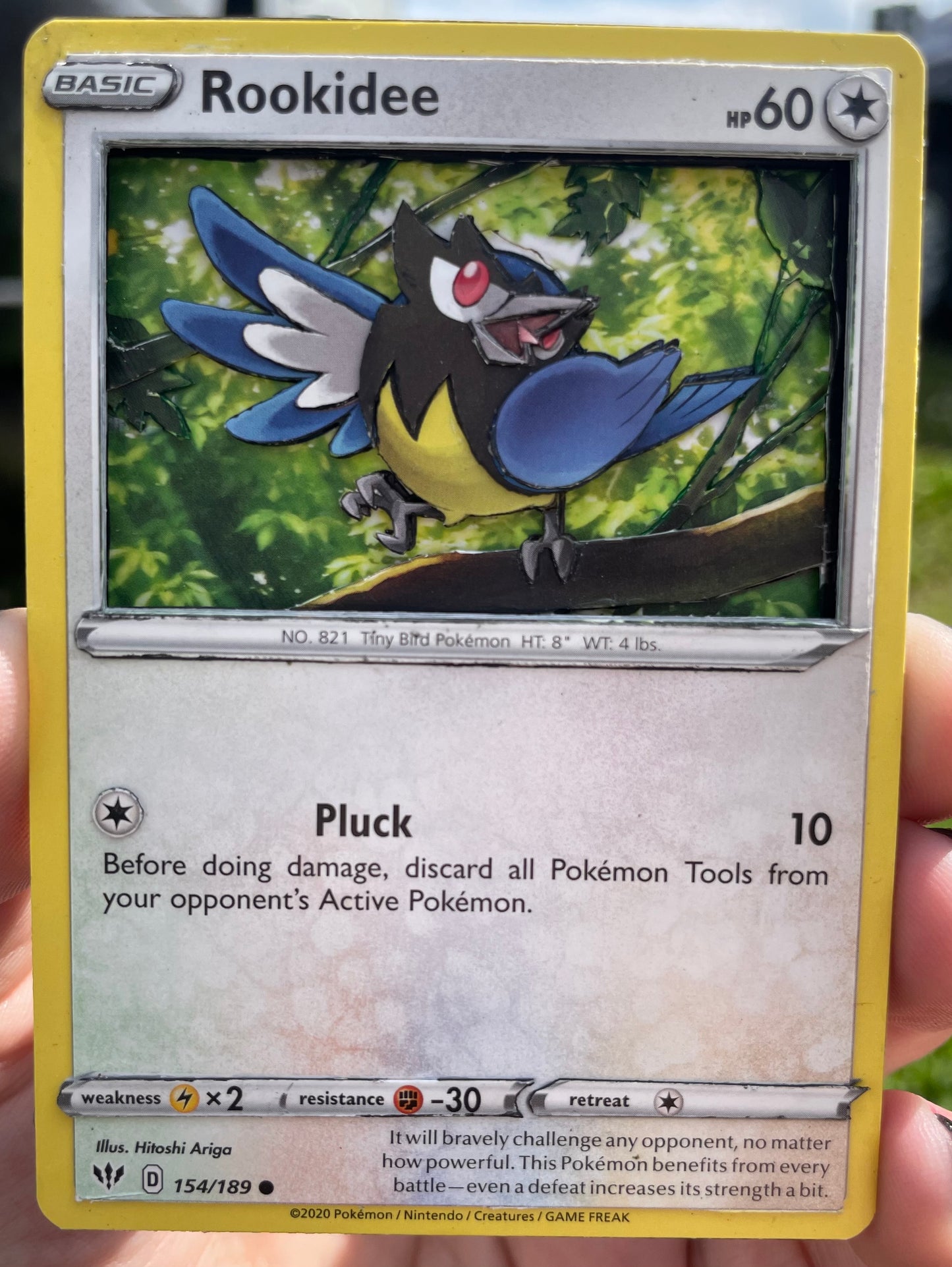 Handmade 3D Rookidee Trading Card, Altered Trading Card for Nostalgic Gift, Gift for Pokémon Lovers