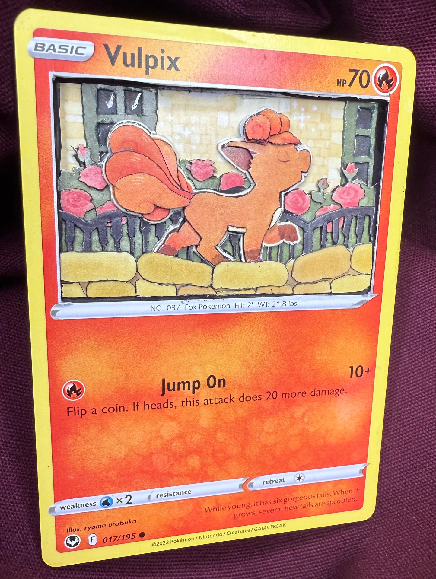 Handmade 3D Vulpix Trading Card, Altered Trading Card for Nostalgic Gift, Gift for Pokémon Lovers