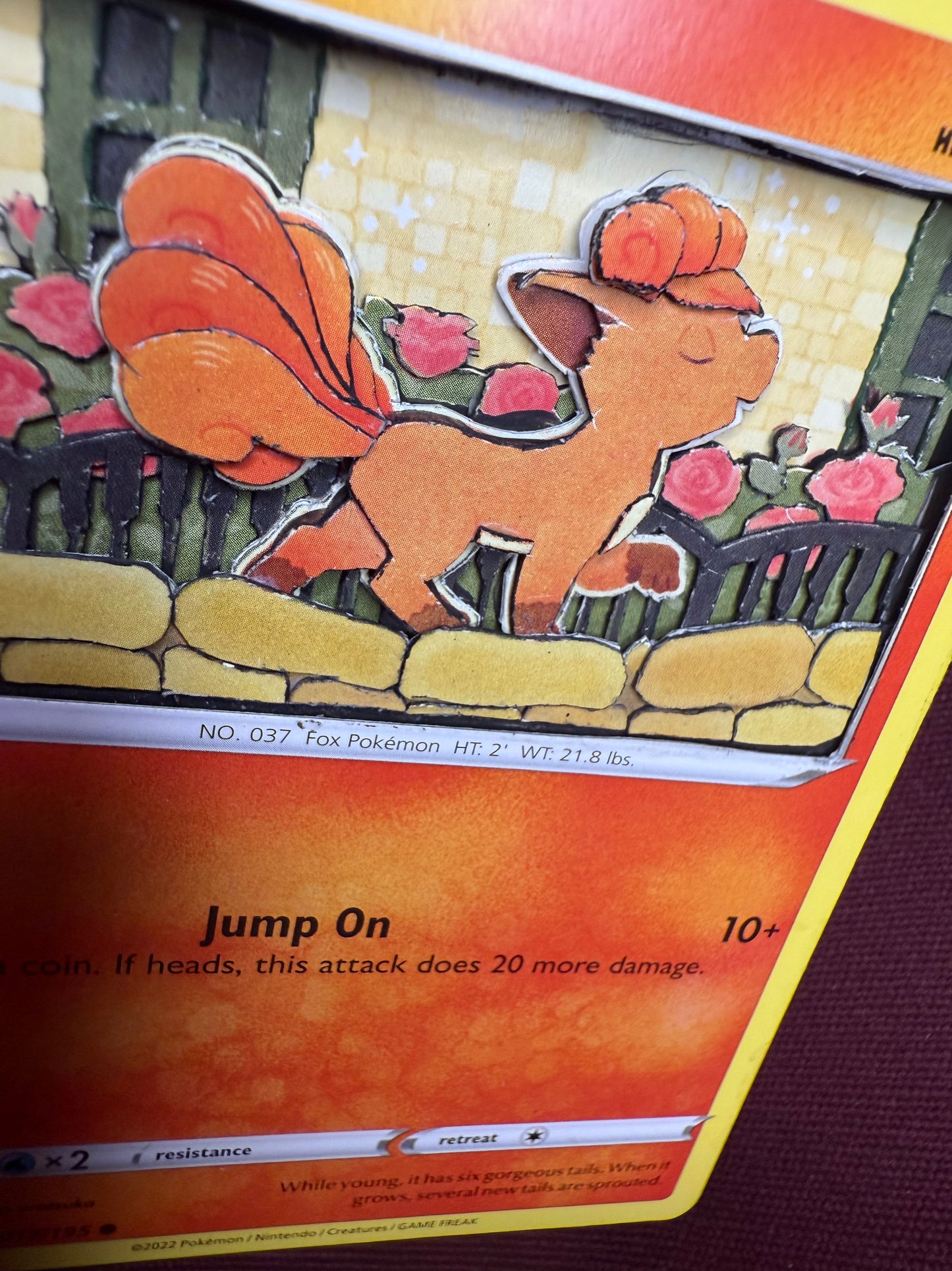 Handmade 3D Vulpix Trading Card, Altered Trading Card for Nostalgic Gift, Gift for Pokémon Lovers