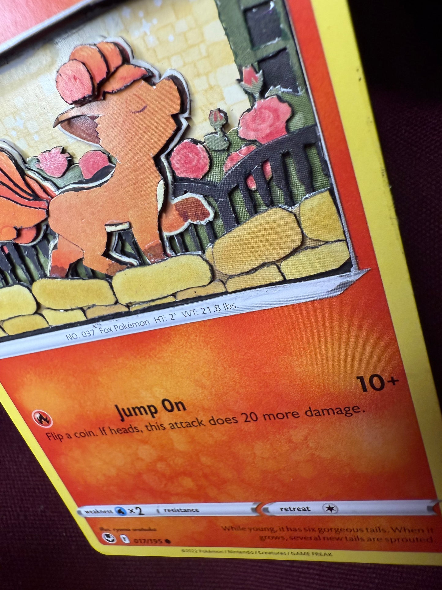 Handmade 3D Vulpix Trading Card, Altered Trading Card for Nostalgic Gift, Gift for Pokémon Lovers