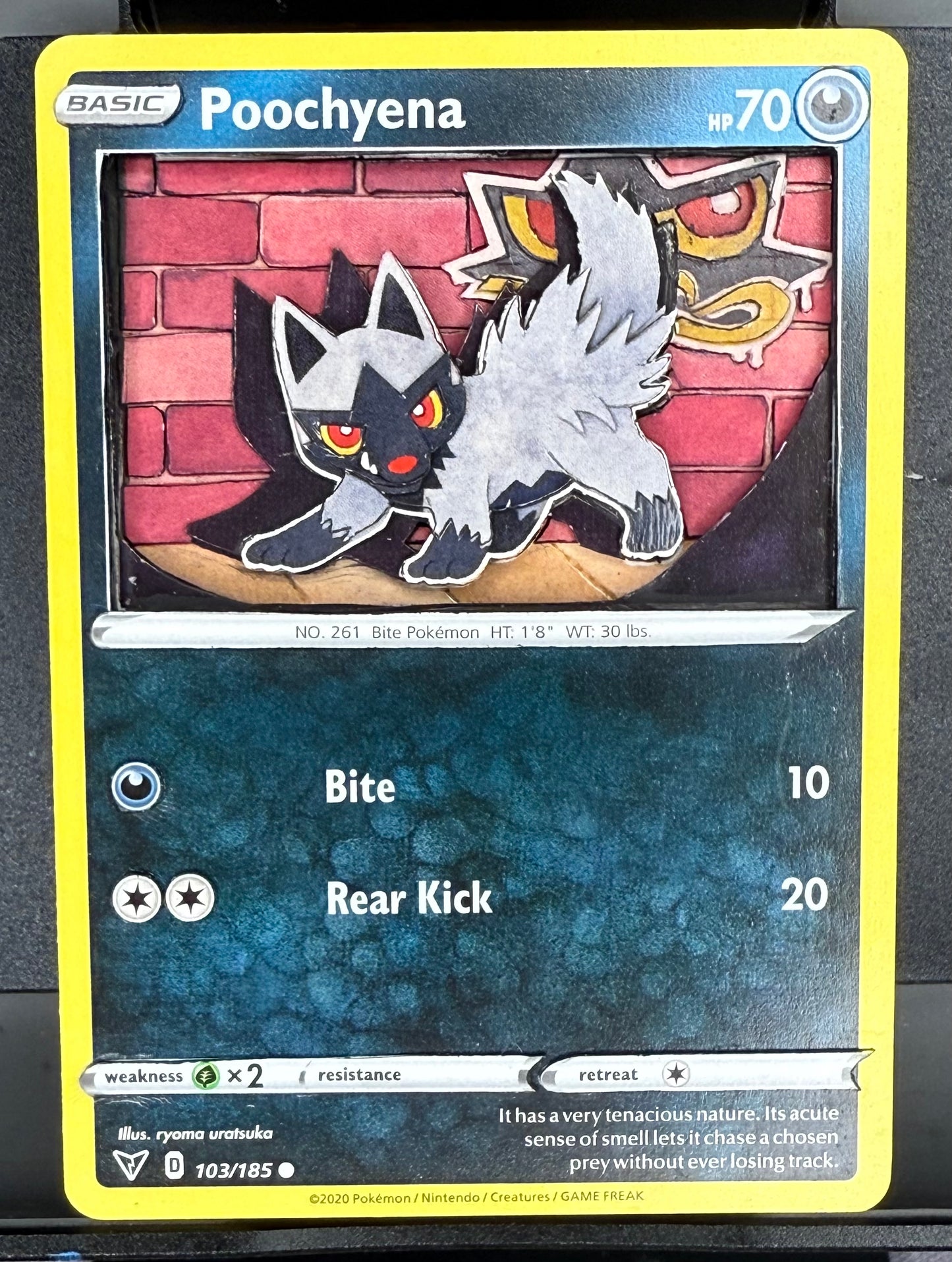Handmade 3D Poocheyna Trading Card, Altered Trading Card for Nostalgic Gift, Gift for Pokémon Lovers