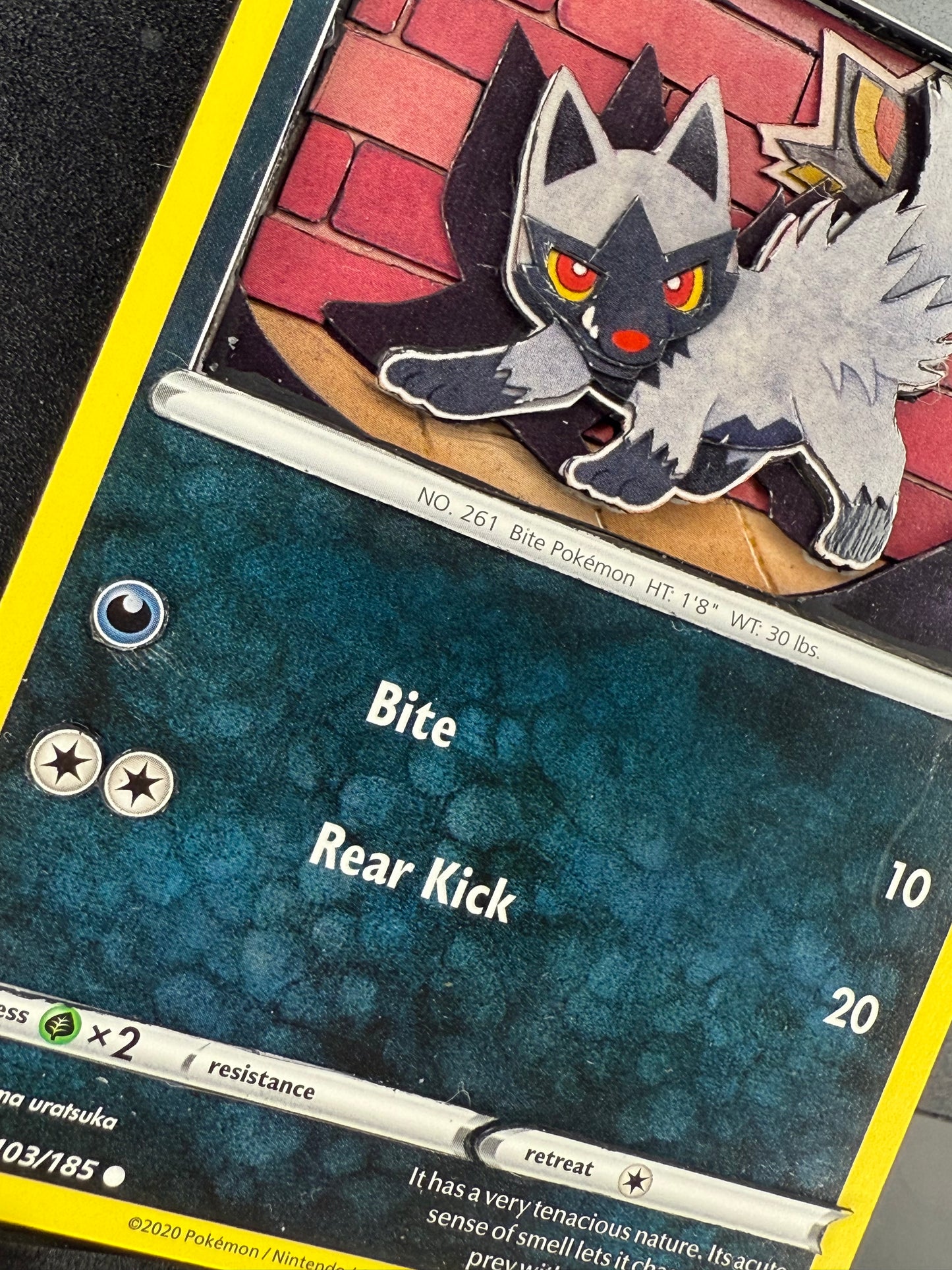 Handmade 3D Poocheyna Trading Card, Altered Trading Card for Nostalgic Gift, Gift for Pokémon Lovers