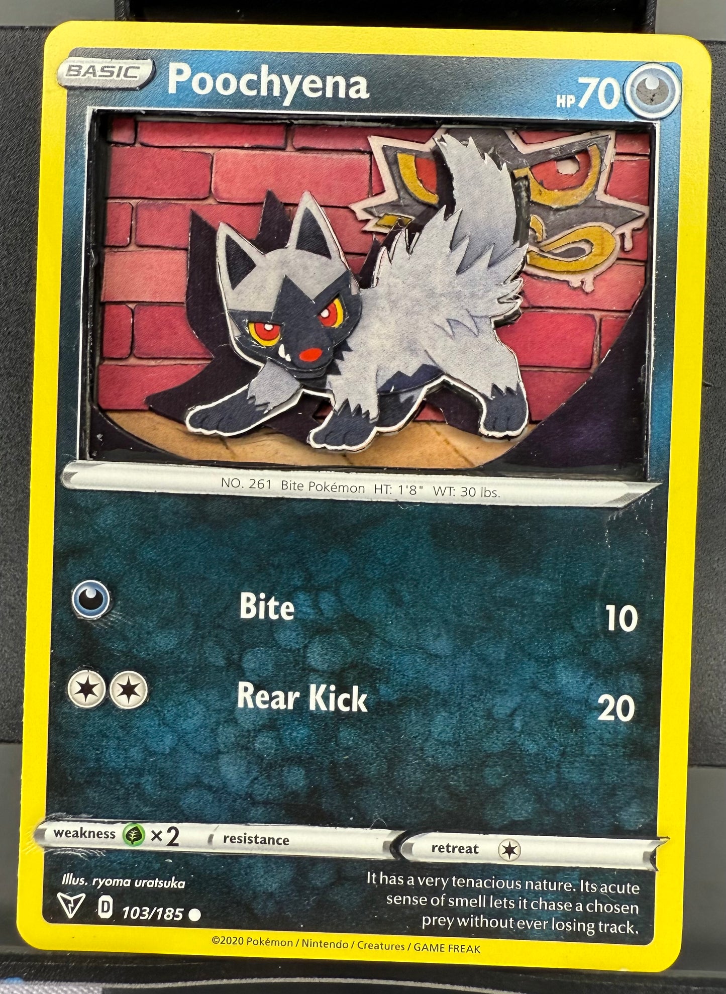 Handmade 3D Poocheyna Trading Card, Altered Trading Card for Nostalgic Gift, Gift for Pokémon Lovers