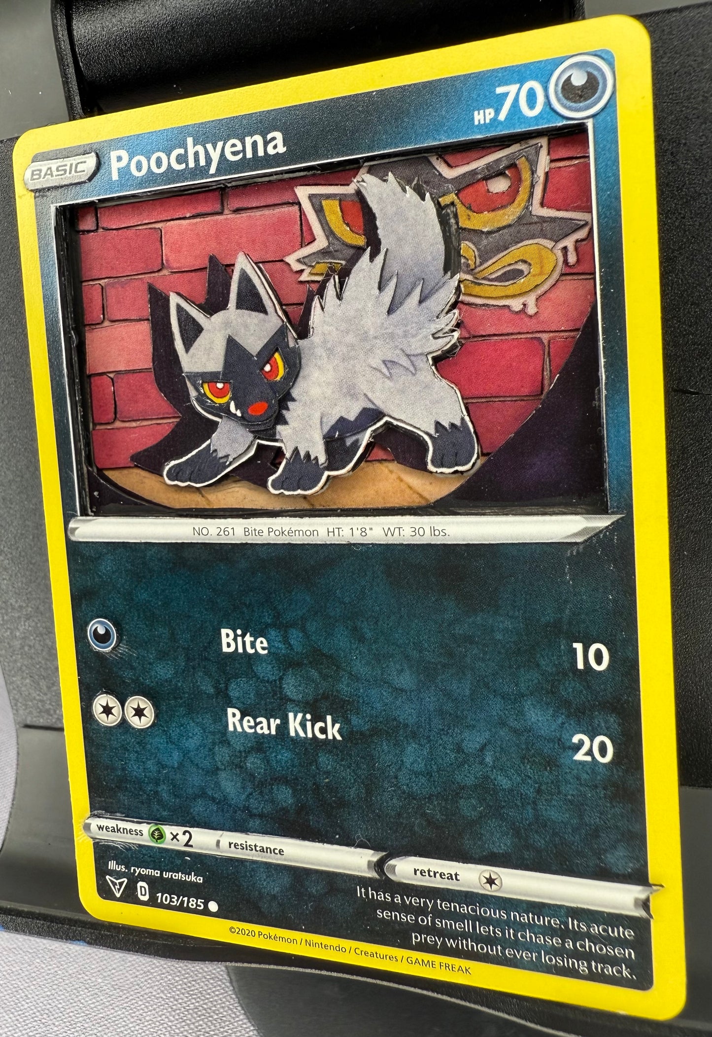 Handmade 3D Poocheyna Trading Card, Altered Trading Card for Nostalgic Gift, Gift for Pokémon Lovers