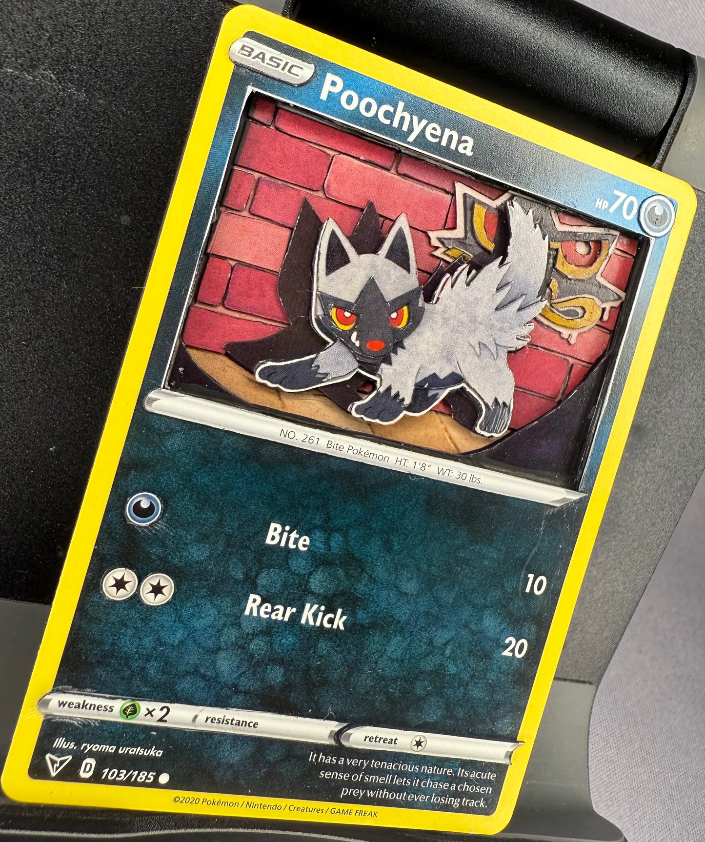 Handmade 3D Poocheyna Trading Card, Altered Trading Card for Nostalgic Gift, Gift for Pokémon Lovers