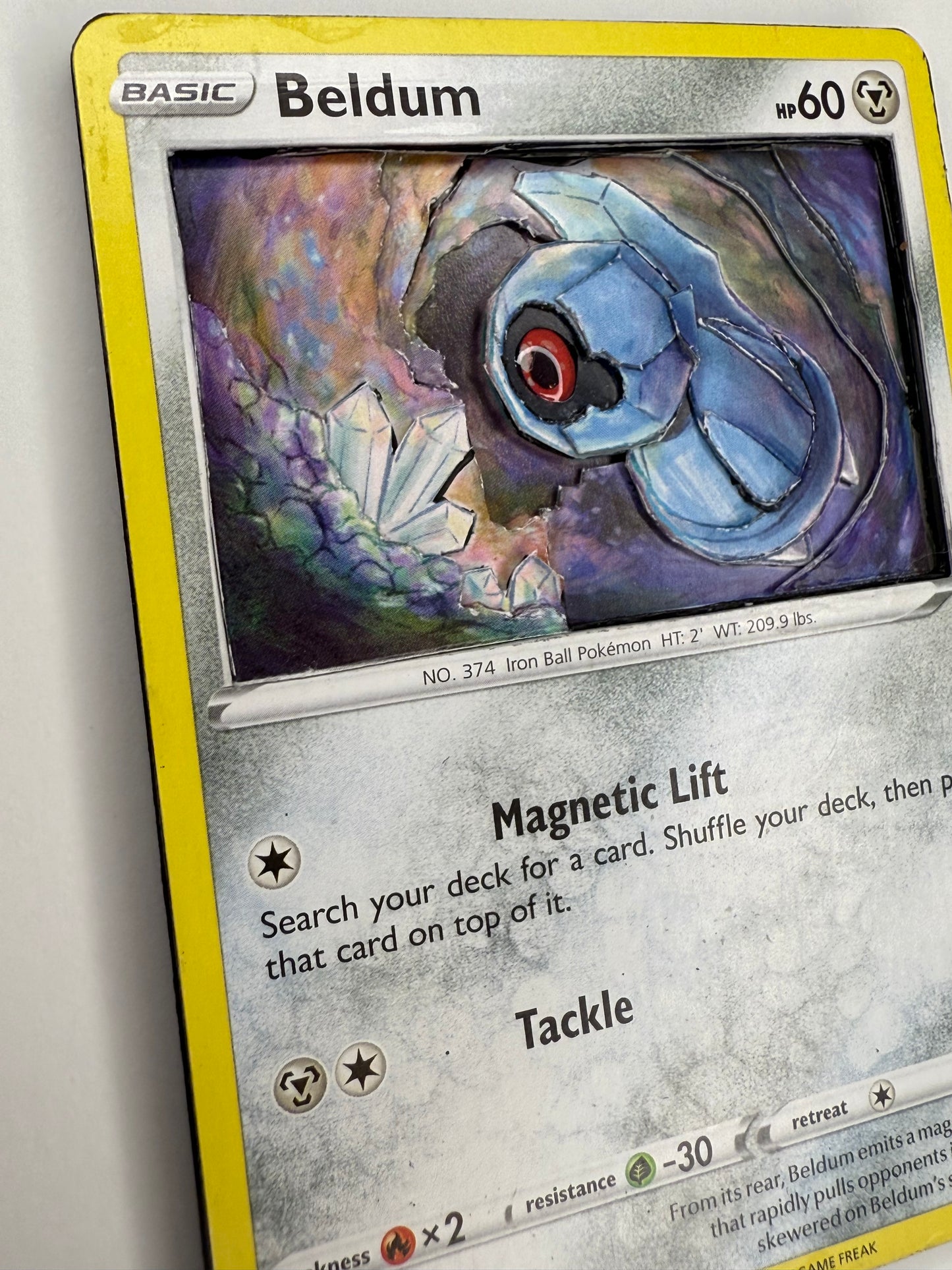 Handmade 3D Beldum Trading Card, Altered Trading Card for Nostalgic Gift, Gift for Pokémon Lovers