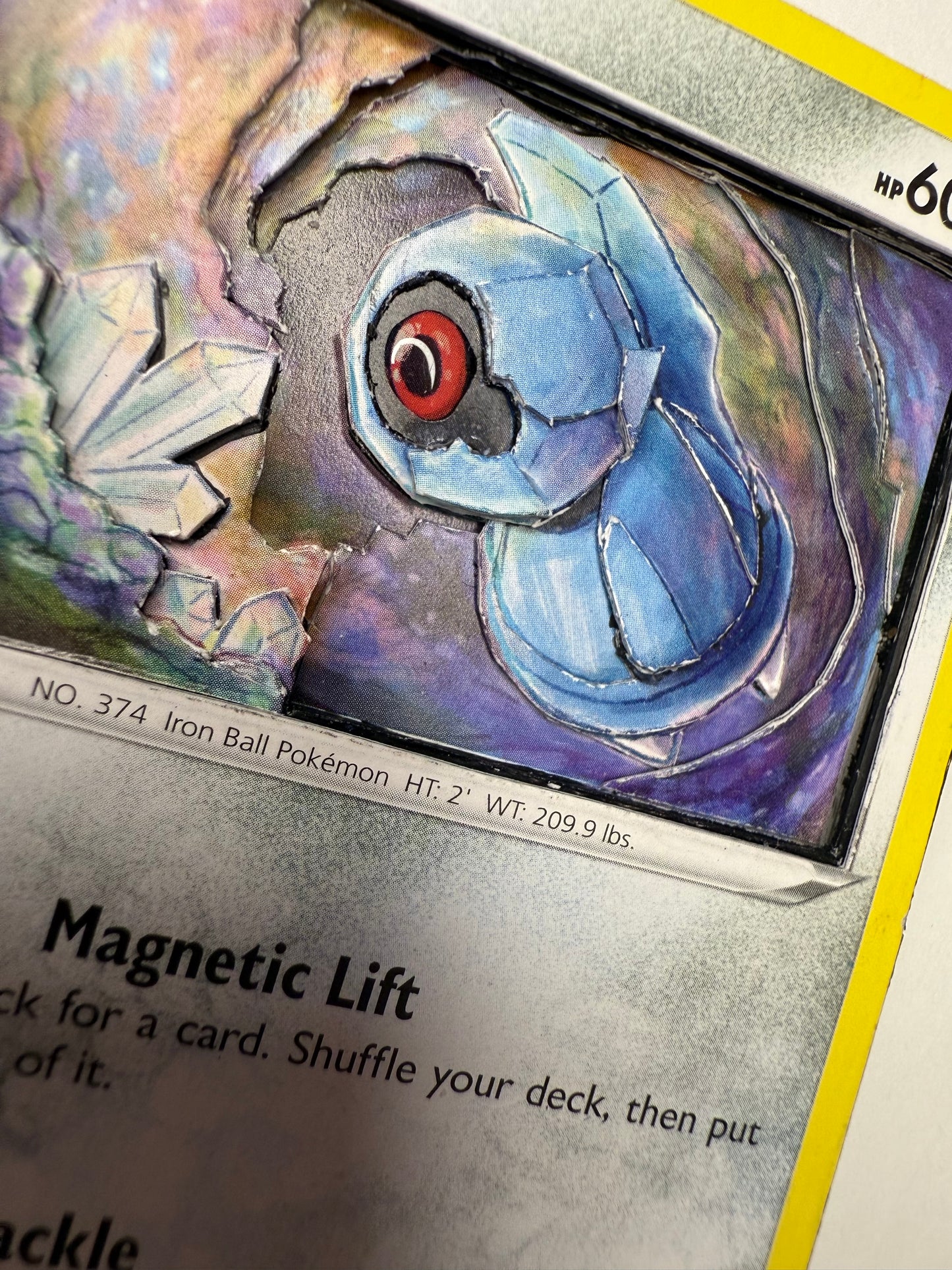 Handmade 3D Beldum Trading Card, Altered Trading Card for Nostalgic Gift, Gift for Pokémon Lovers