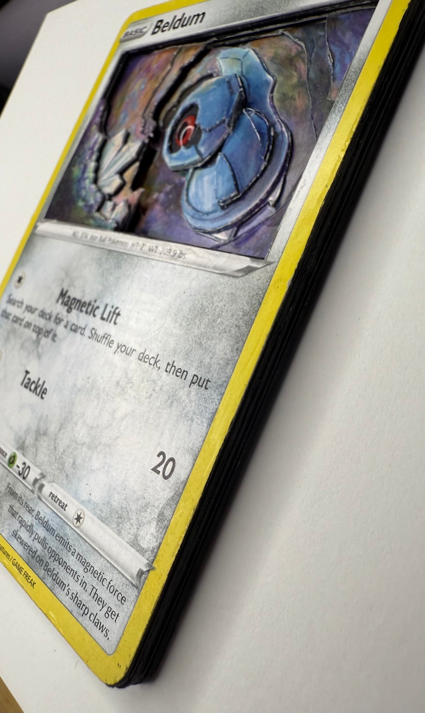 Handmade 3D Beldum Trading Card, Altered Trading Card for Nostalgic Gift, Gift for Pokémon Lovers
