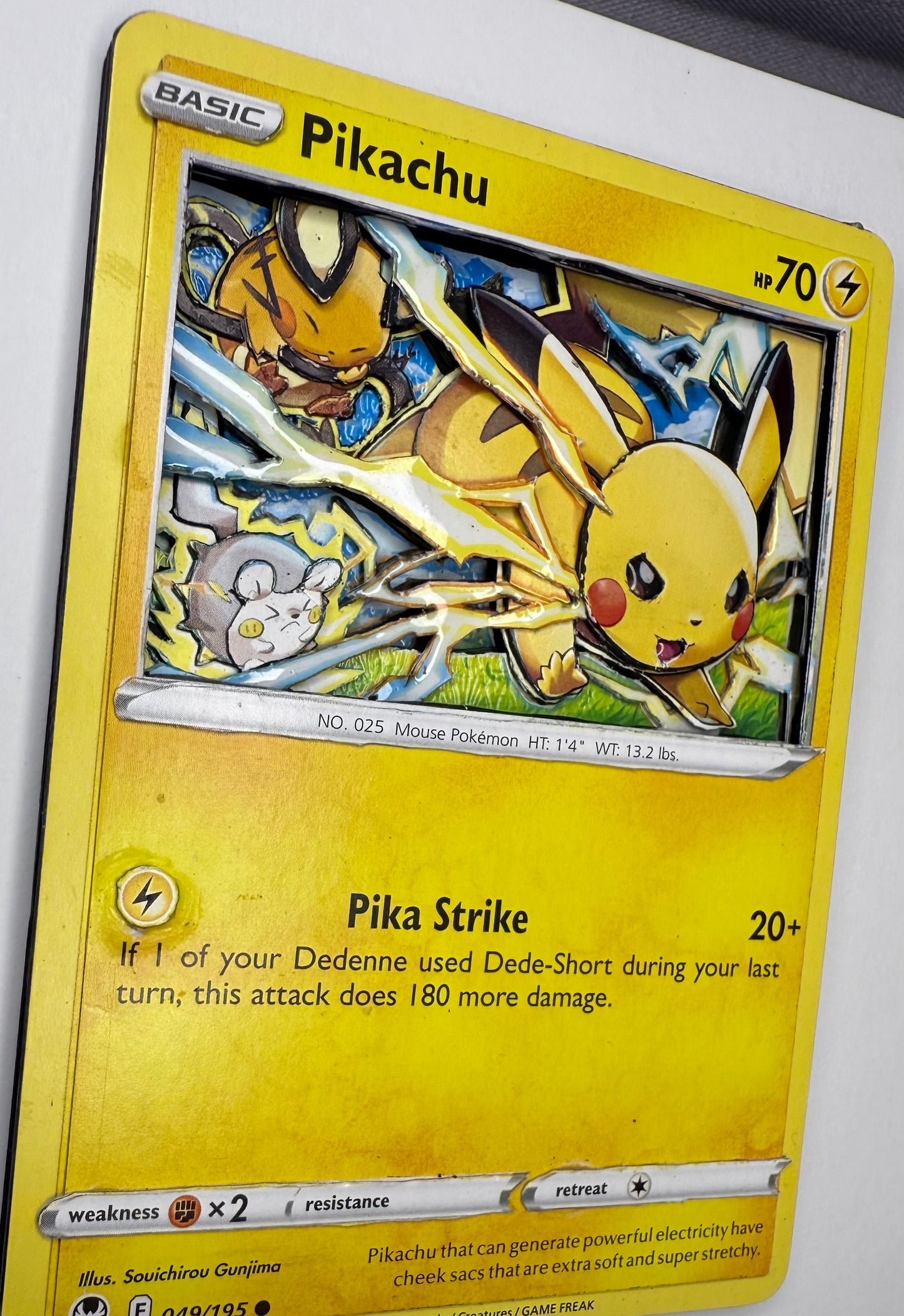 Handmade 3D Pikachu Trading Card, Altered Trading Card for Nostalgic Gift, Gift for Pokémon Lovers