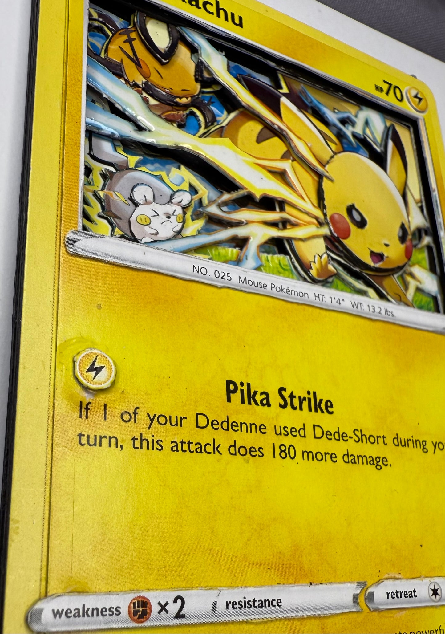Handmade 3D Pikachu Trading Card, Altered Trading Card for Nostalgic Gift, Gift for Pokémon Lovers