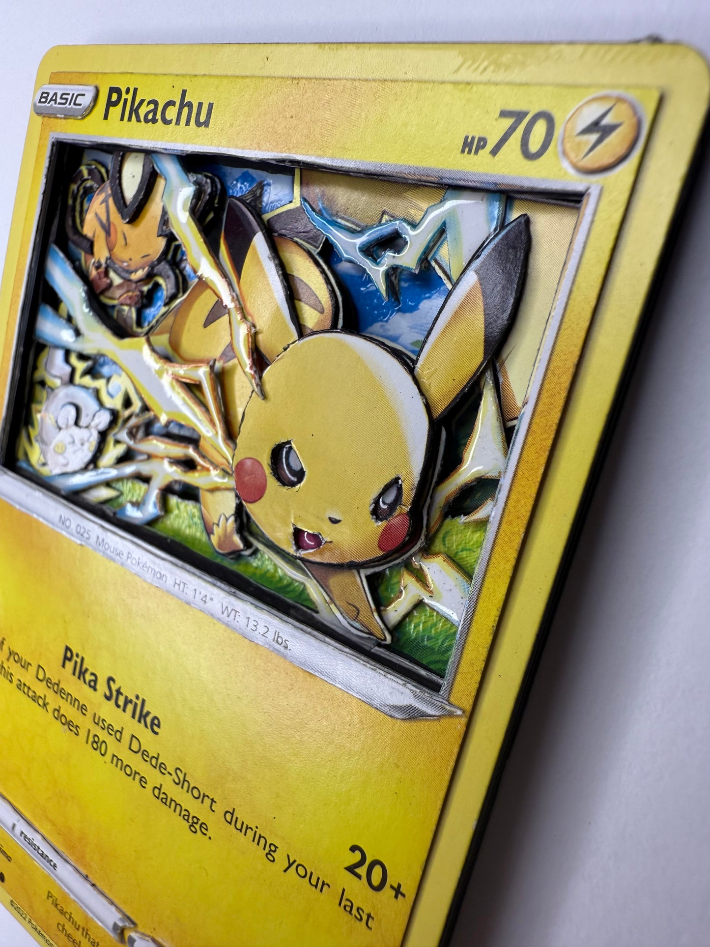 Handmade 3D Pikachu Trading Card, Altered Trading Card for Nostalgic Gift, Gift for Pokémon Lovers