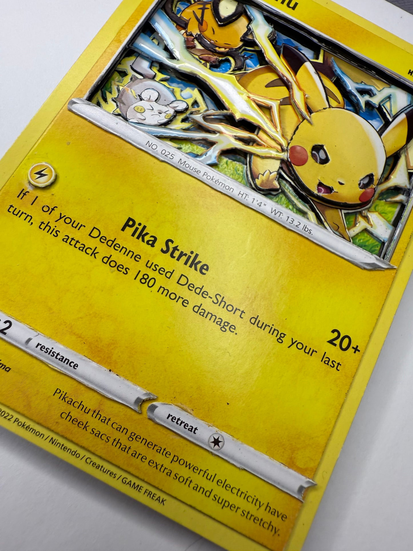 Handmade 3D Pikachu Trading Card, Altered Trading Card for Nostalgic Gift, Gift for Pokémon Lovers