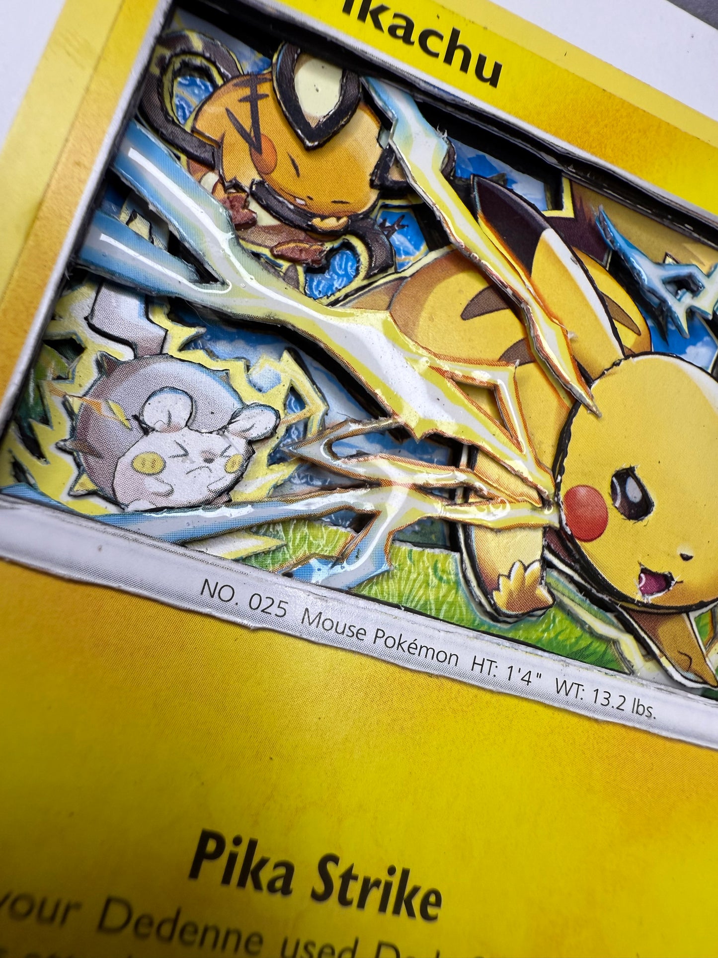 Handmade 3D Pikachu Trading Card, Altered Trading Card for Nostalgic Gift, Gift for Pokémon Lovers