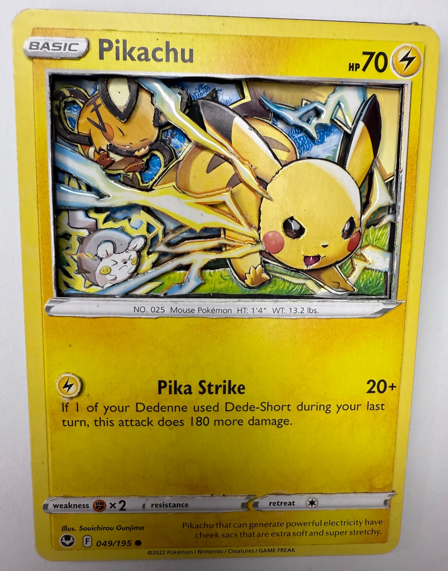 Handmade 3D Pikachu Trading Card, Altered Trading Card for Nostalgic Gift, Gift for Pokémon Lovers