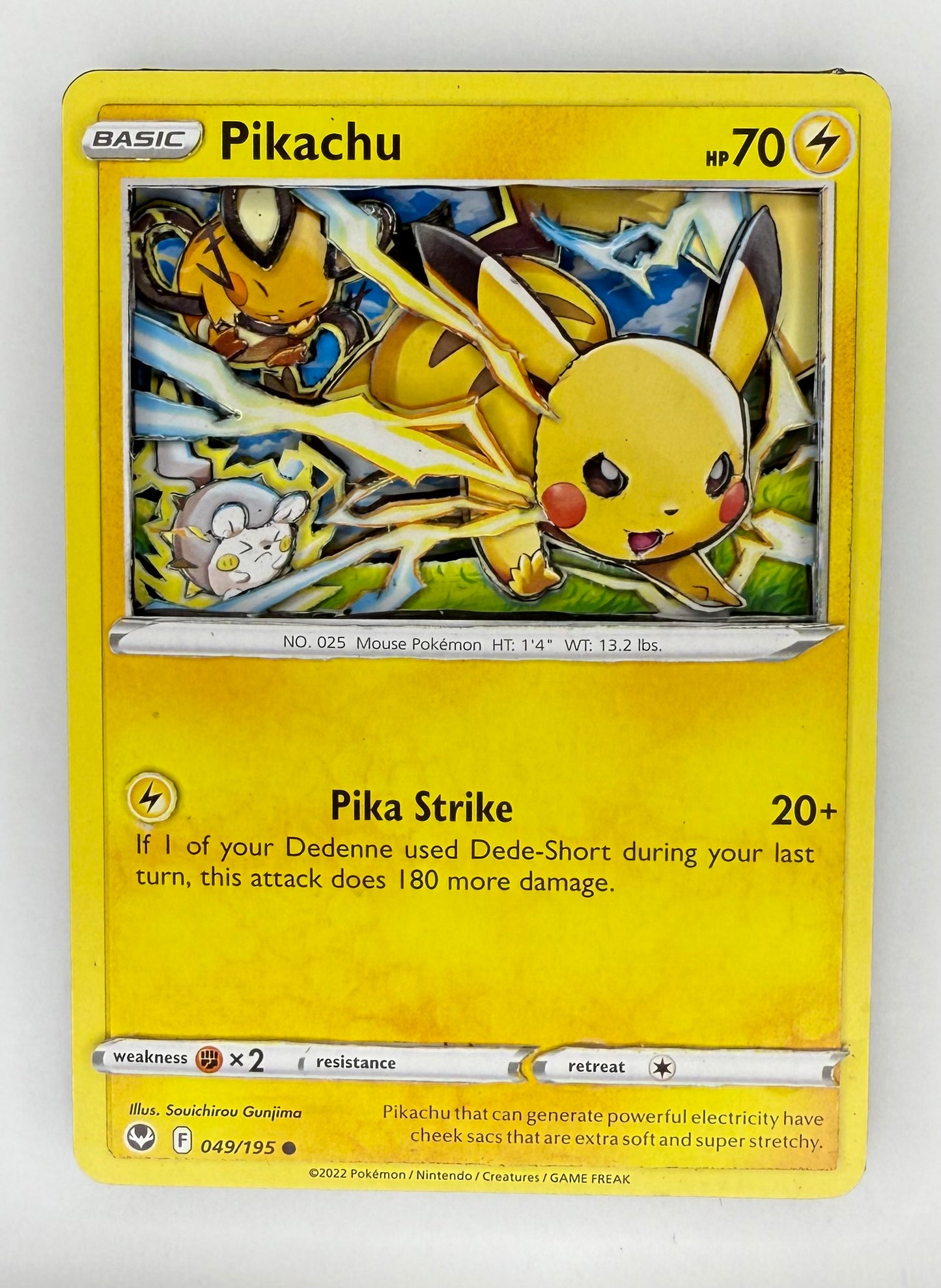 Handmade 3D Pikachu Trading Card, Altered Trading Card for Nostalgic Gift, Gift for Pokémon Lovers