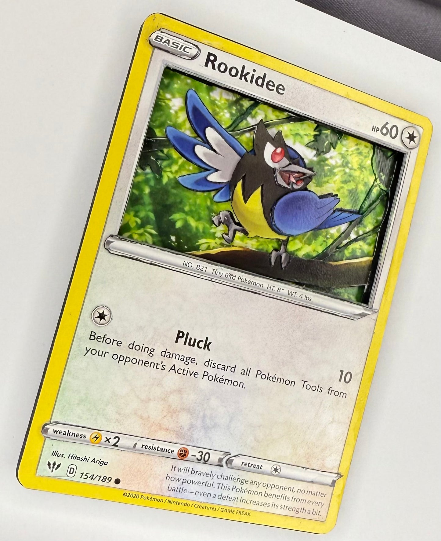 Handmade 3D Rookidee Trading Card, Altered Trading Card for Nostalgic Gift, Gift for Pokémon Lovers