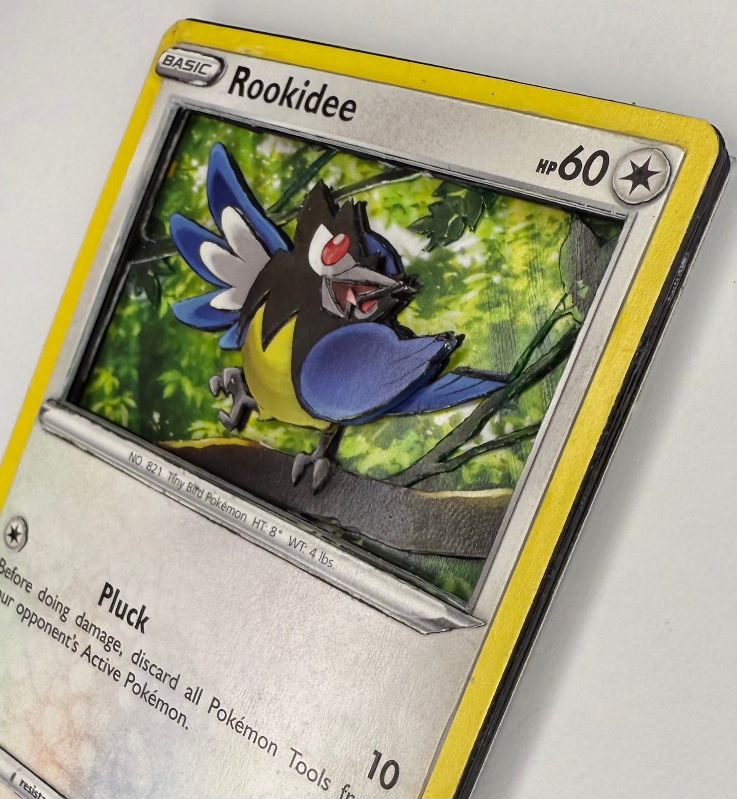 Handmade 3D Rookidee Trading Card, Altered Trading Card for Nostalgic Gift, Gift for Pokémon Lovers